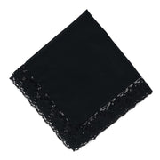 Women's Ebony Lace Border Handkerchief