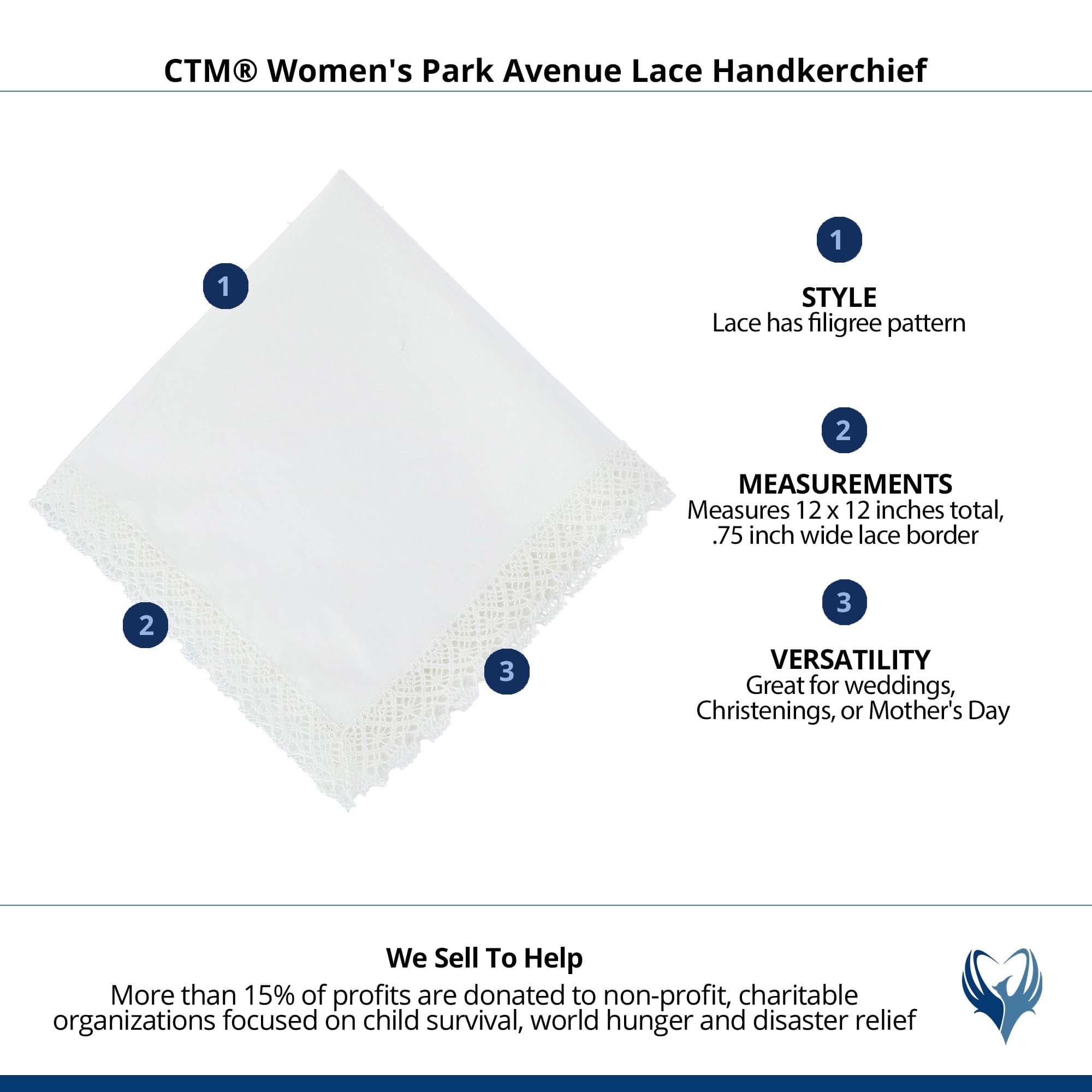 CTM® Women's Park Avenue Lace Handkerchief - Ivory
