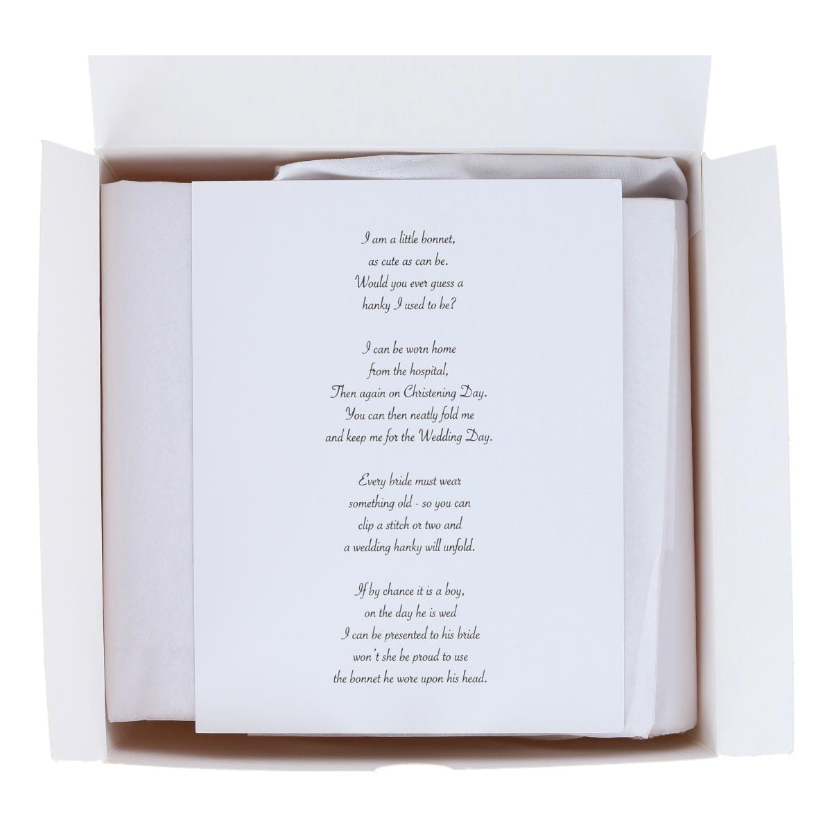 CTM® Audrey Grace Lace Infant Christening Bonnet with Gift Box - White