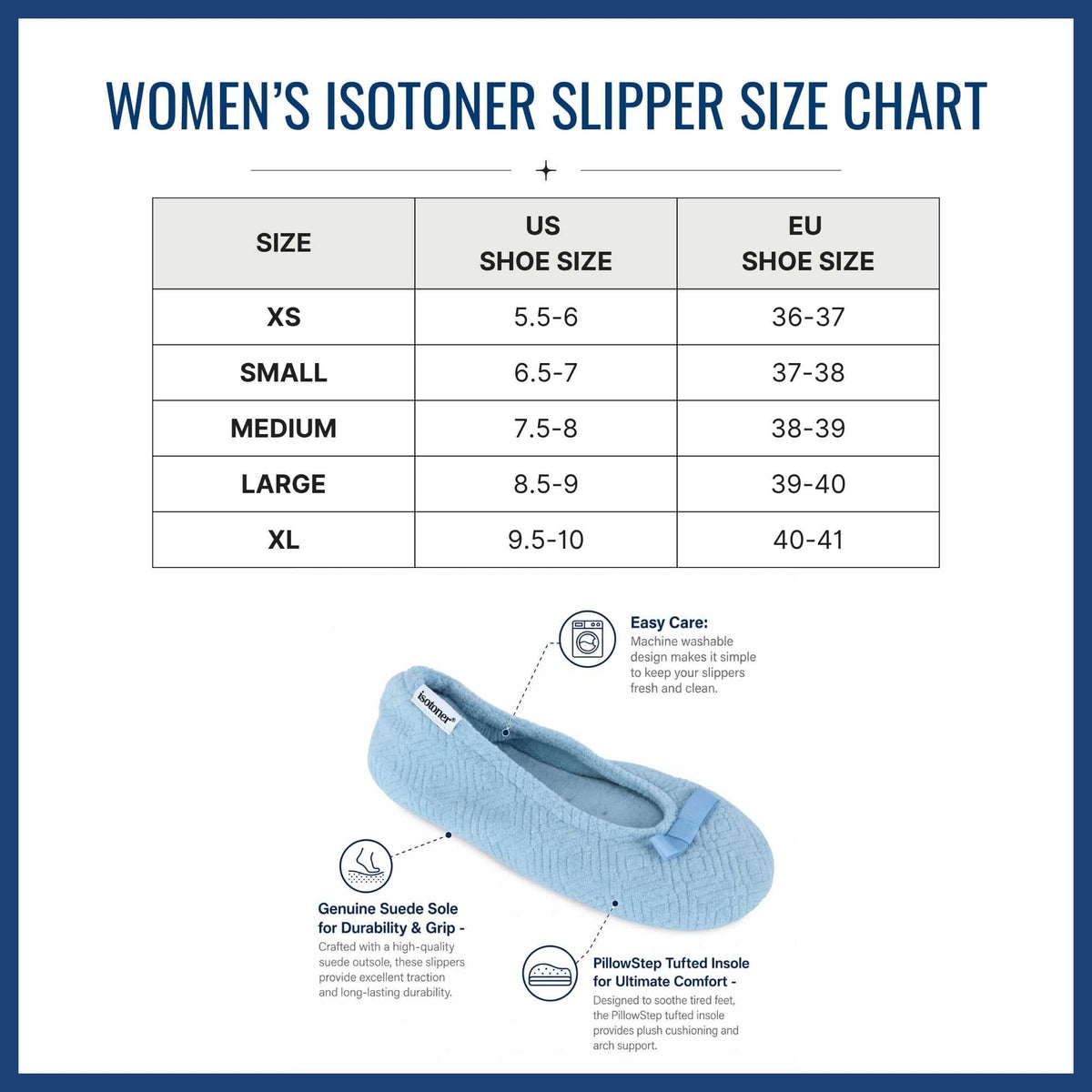 Isotoner Women's Sculpted Microterry Ballerina Slippers - Blue Fog
