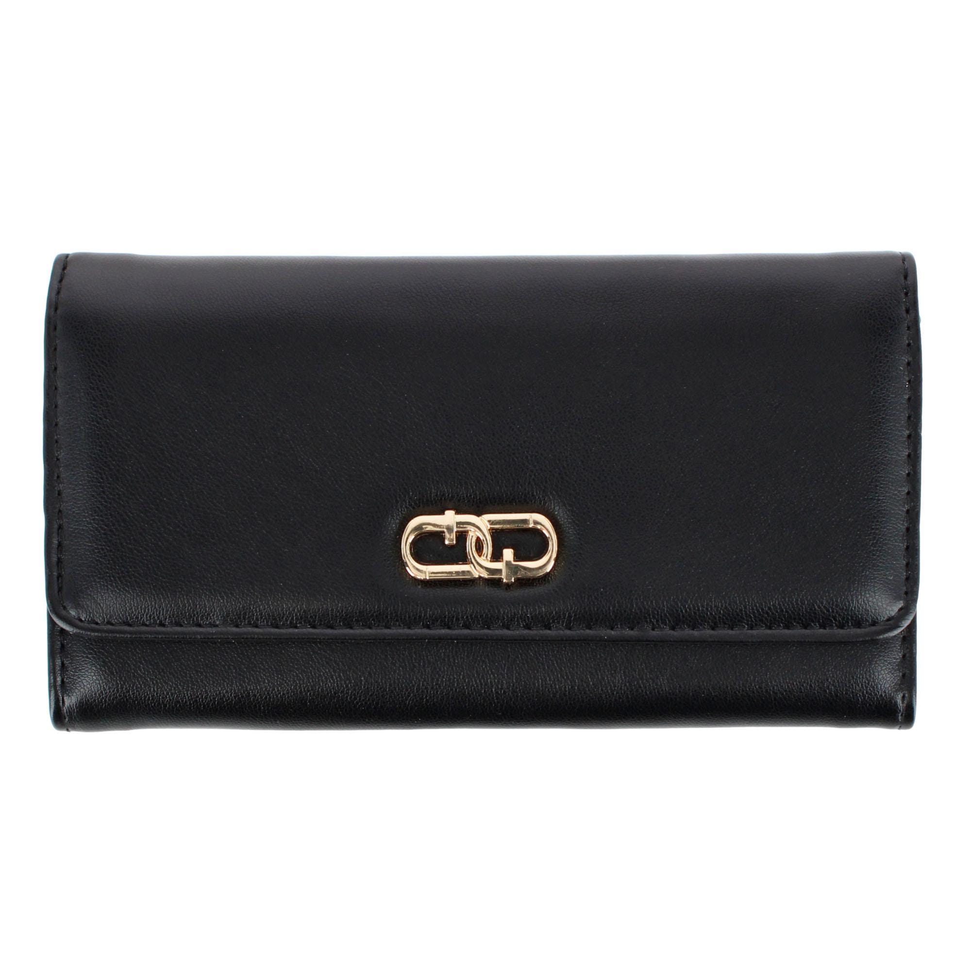 Mundi Women's Soft Lamb Premium Faux Leather Filemaster Wallet - Black
