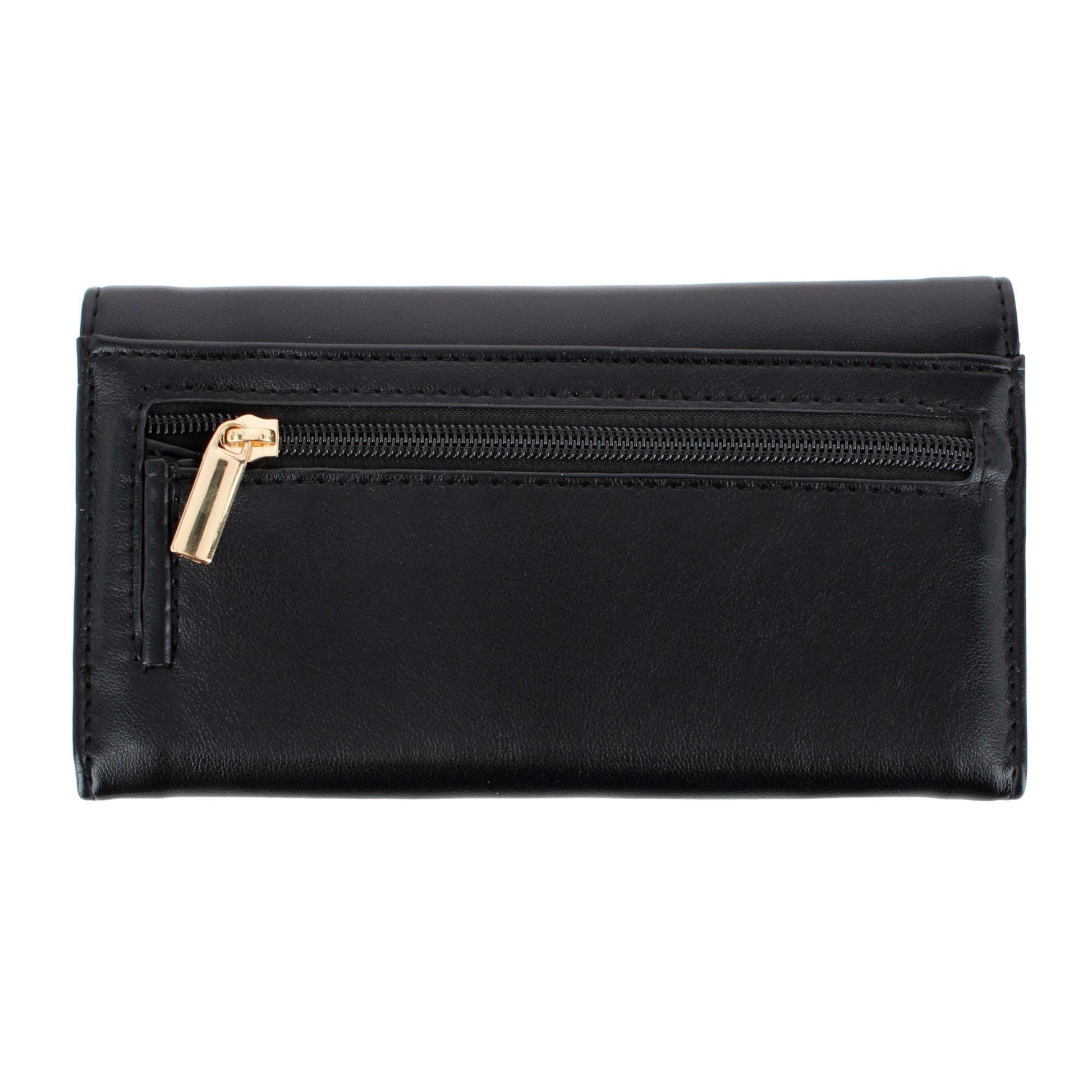 Mundi Women's Soft Lamb Premium Faux Leather Filemaster Wallet - Black
