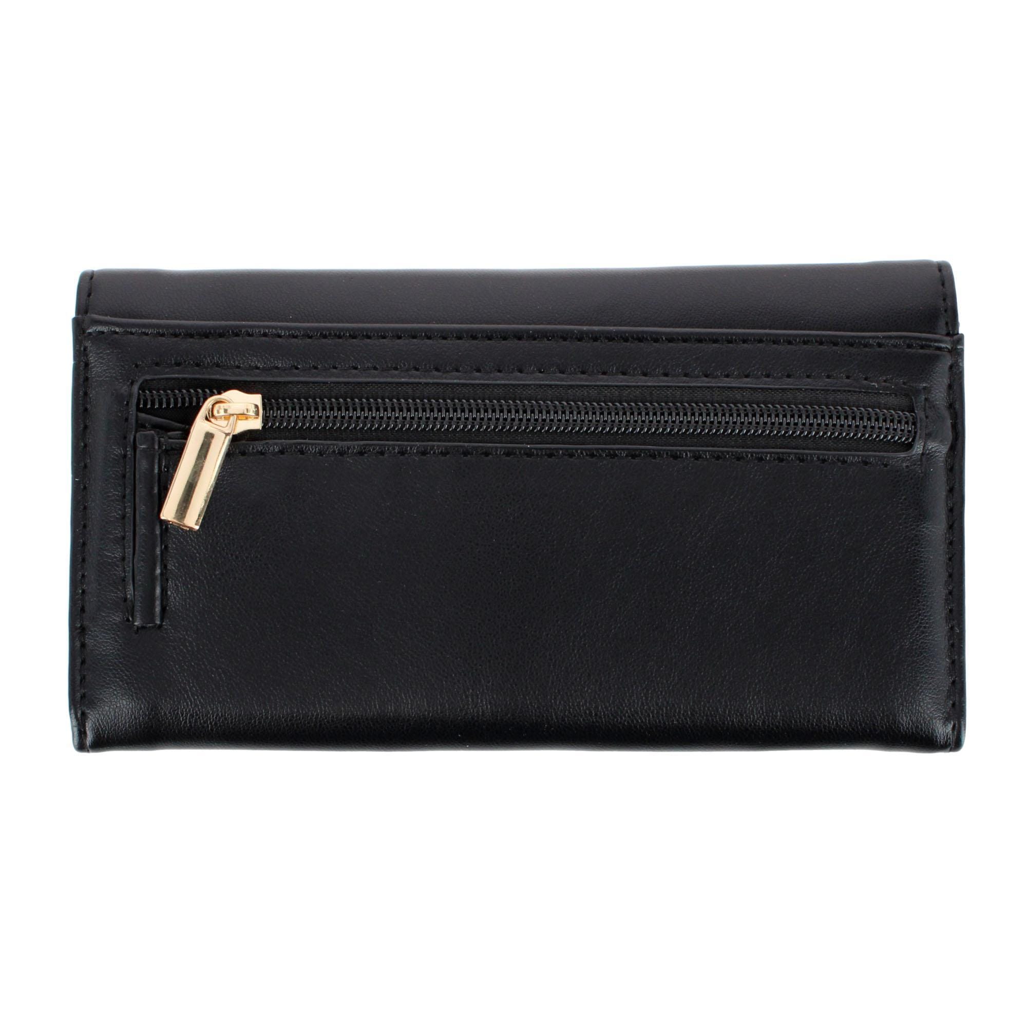 Mundi Women's Soft Lamb Premium Faux Leather Filemaster Wallet - Black