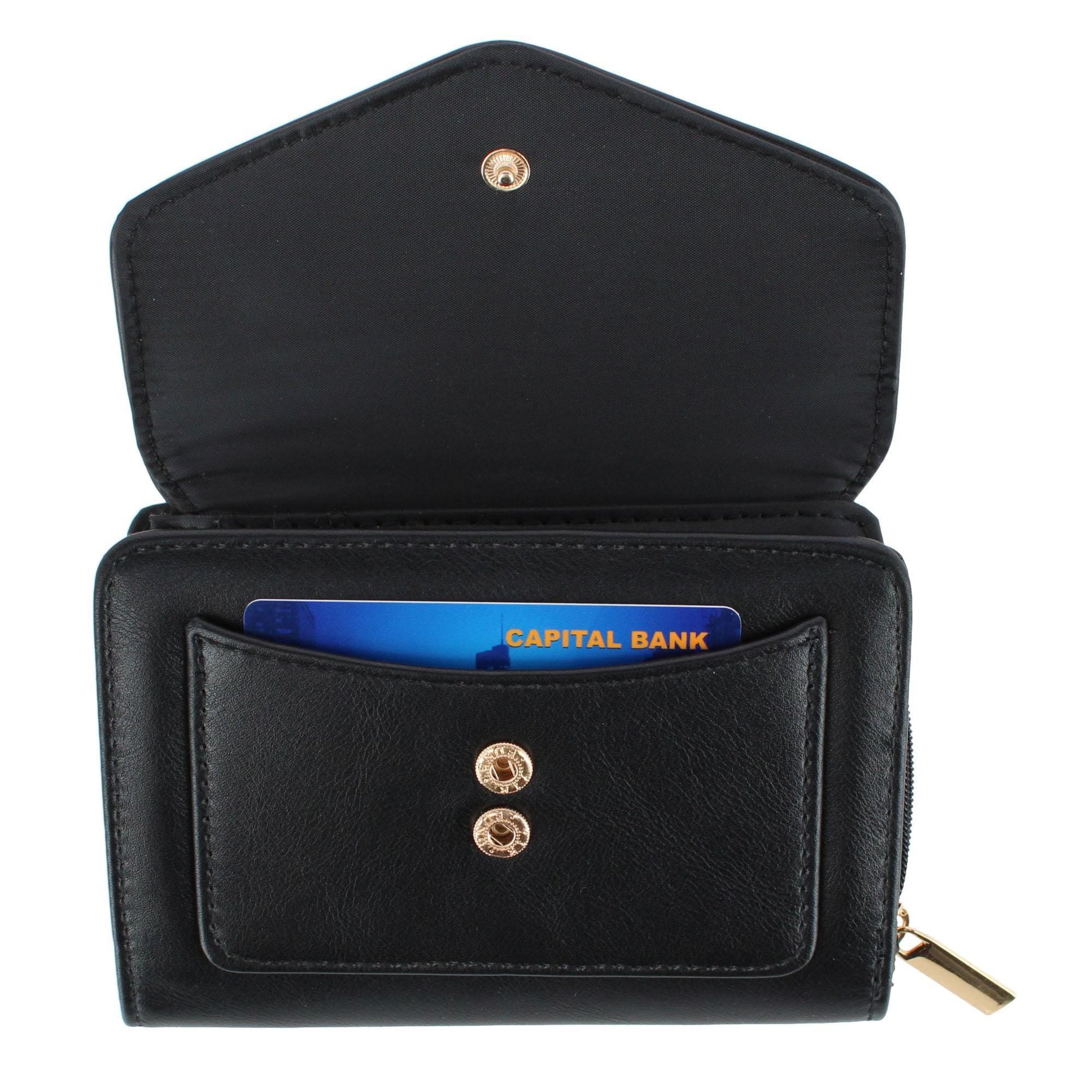 Mundi Women's Soft Lamb Premium Faux Leather Indexer Organizer Wallet - Black