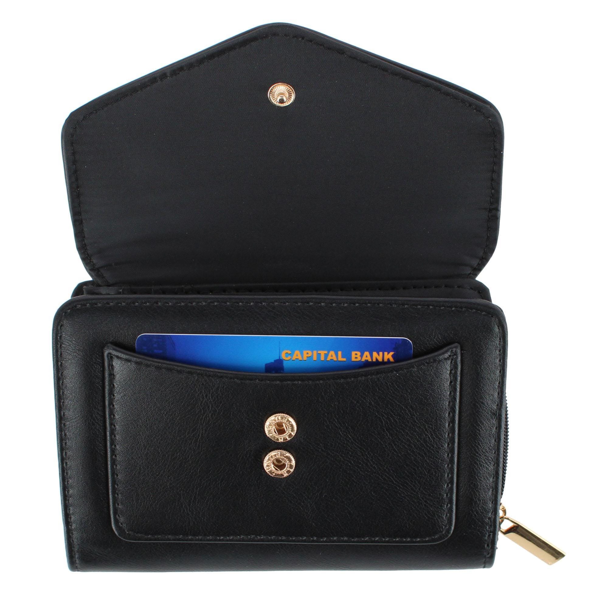 Mundi Women's Soft Lamb Premium Faux Leather Indexer Organizer Wallet - Black