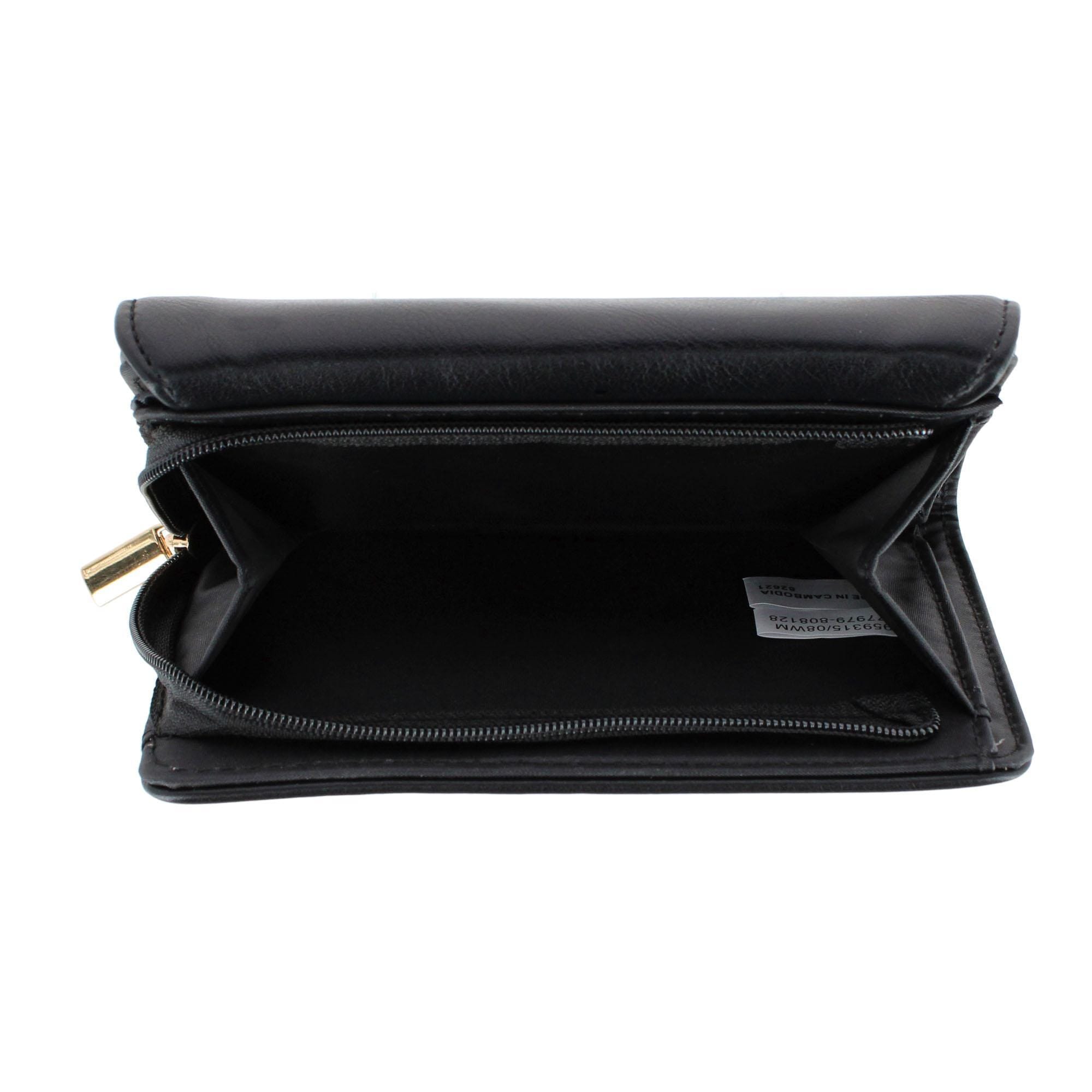 Mundi Women's Soft Lamb Premium Faux Leather Indexer Organizer Wallet - Black