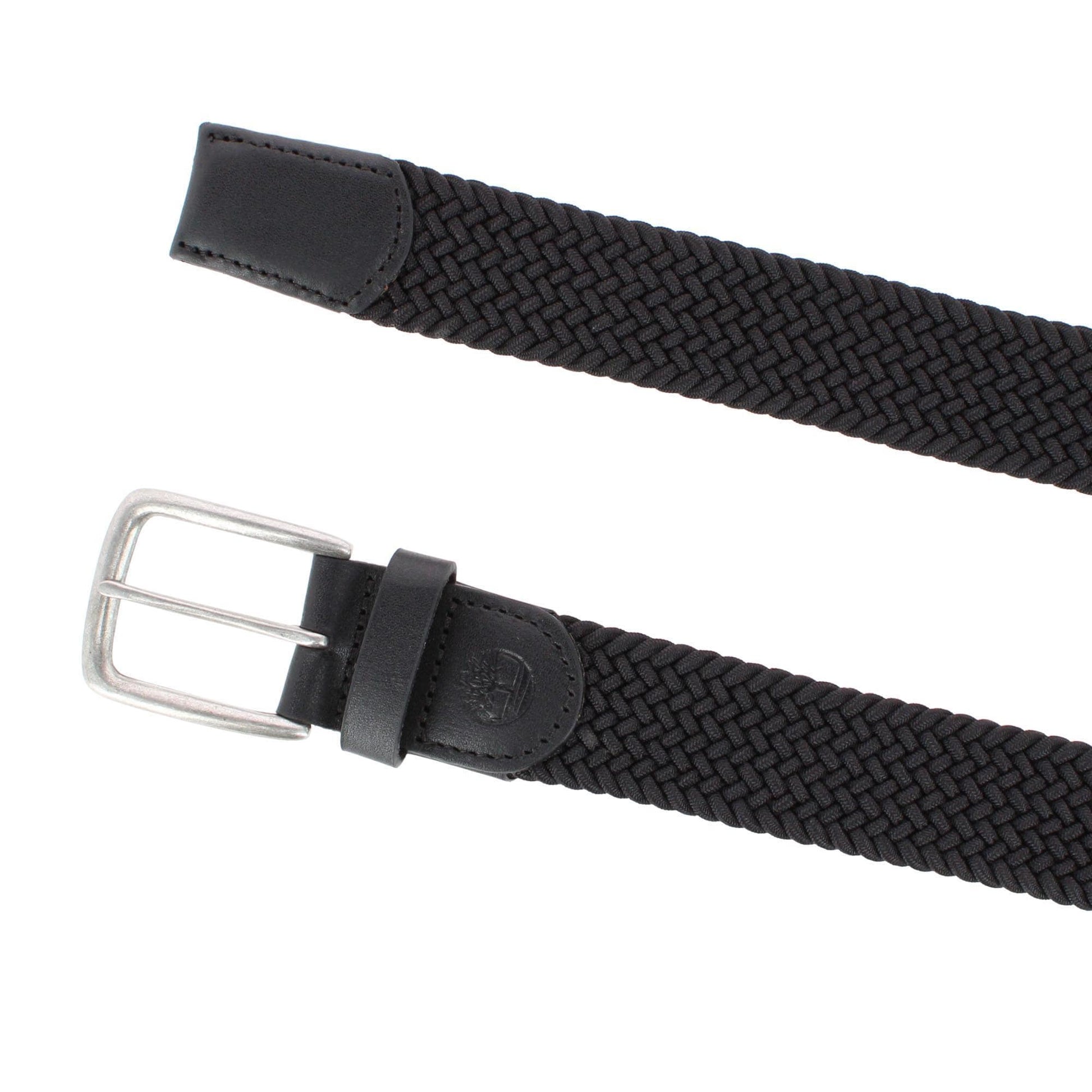 Timberland Men's 35mm Braided Stretch Casual Belt - Black