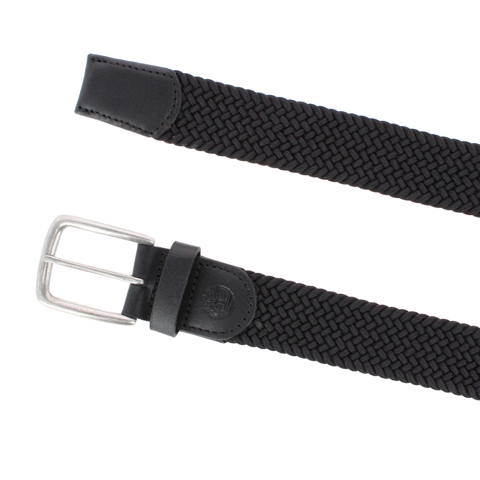 Timberland Men's 35mm Braided Stretch Casual Belt - Black