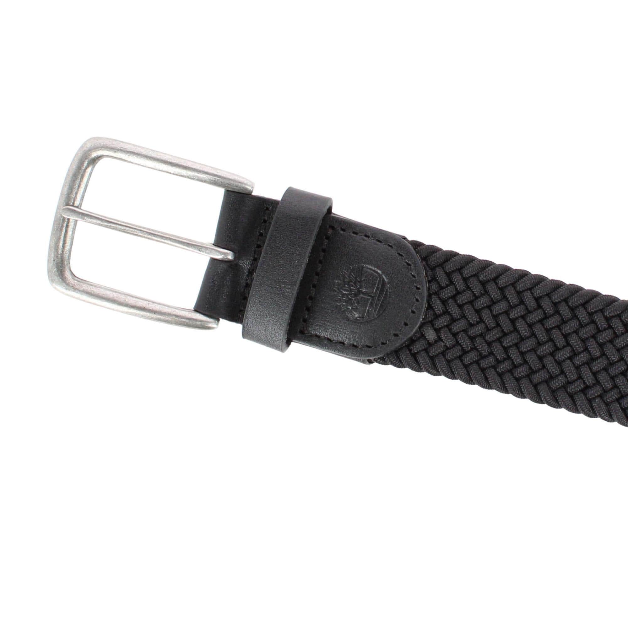 Timberland Men's 35mm Braided Stretch Casual Belt - Black