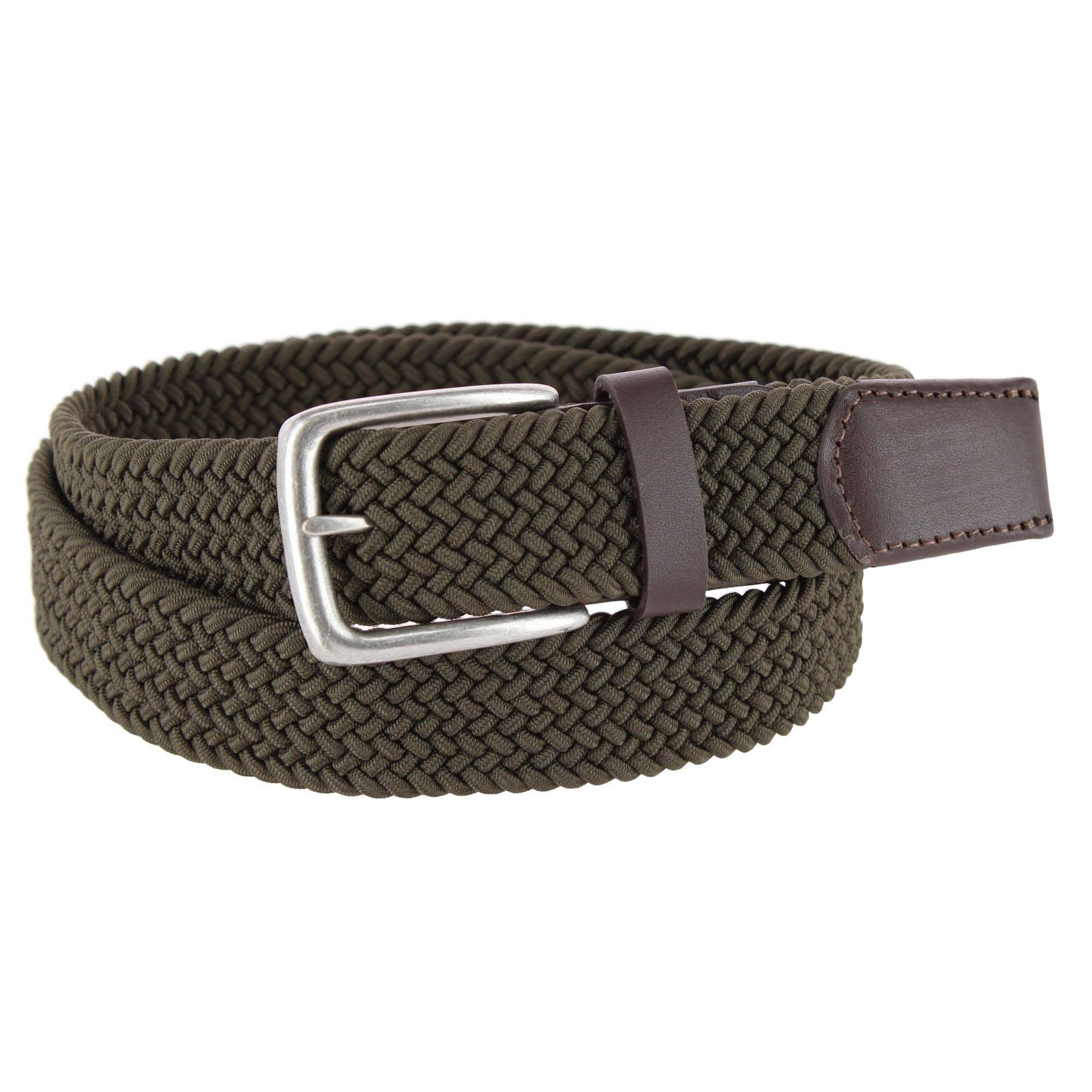 Timberland Men's 35mm Braided Stretch Casual Belt - Olive