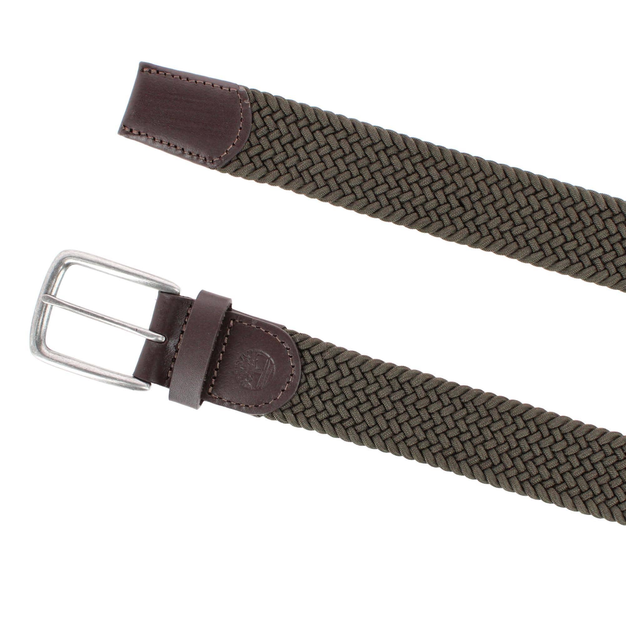Timberland Men's 35mm Braided Stretch Casual Belt - Olive