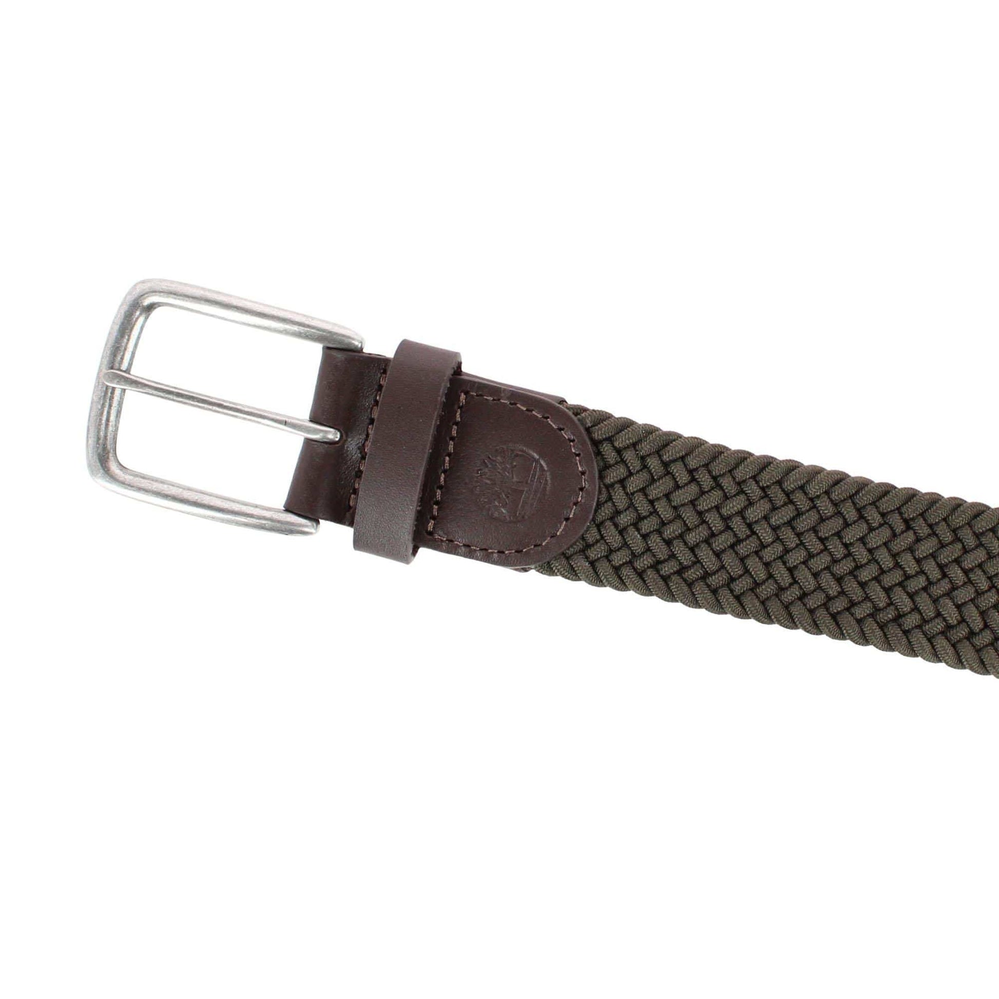 Timberland Men's 35mm Braided Stretch Casual Belt - Olive