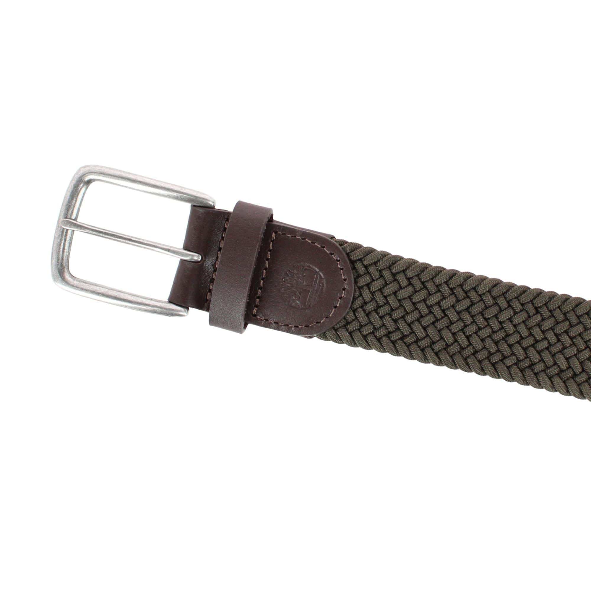 Timberland Men's 35mm Braided Stretch Casual Belt - Olive