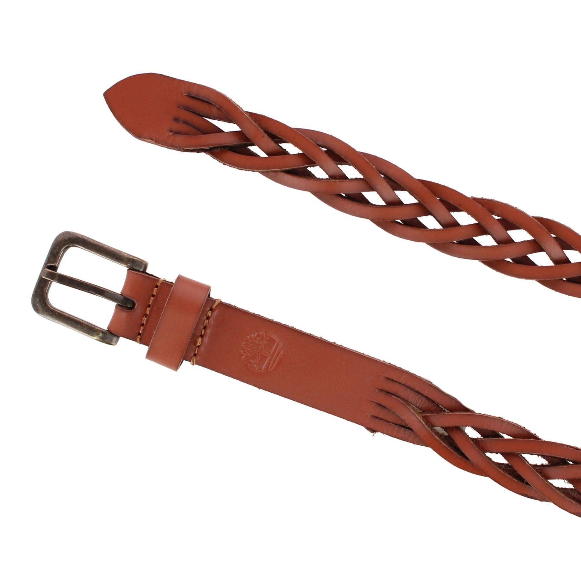 Timberland Women's 25mm Braided Casual Leather Belt - Tan