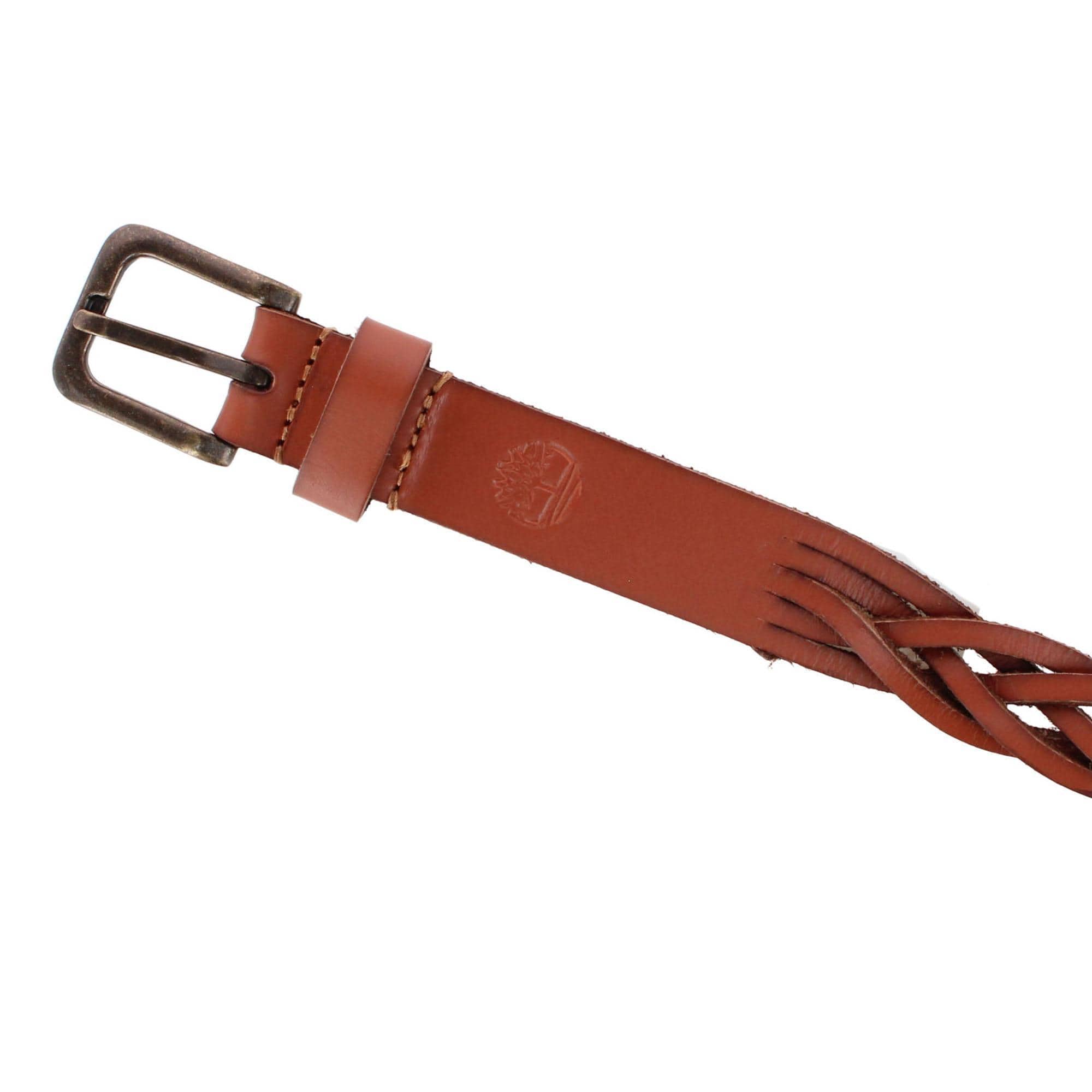Timberland Women's 25mm Braided Casual Leather Belt - Tan
