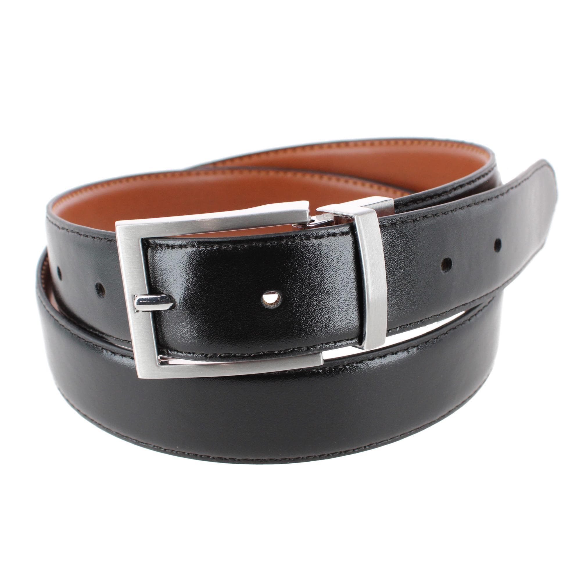Steve Madden Men's 35mm Modern Edge Stitch Reversible Casual Belt - Cognac/Black