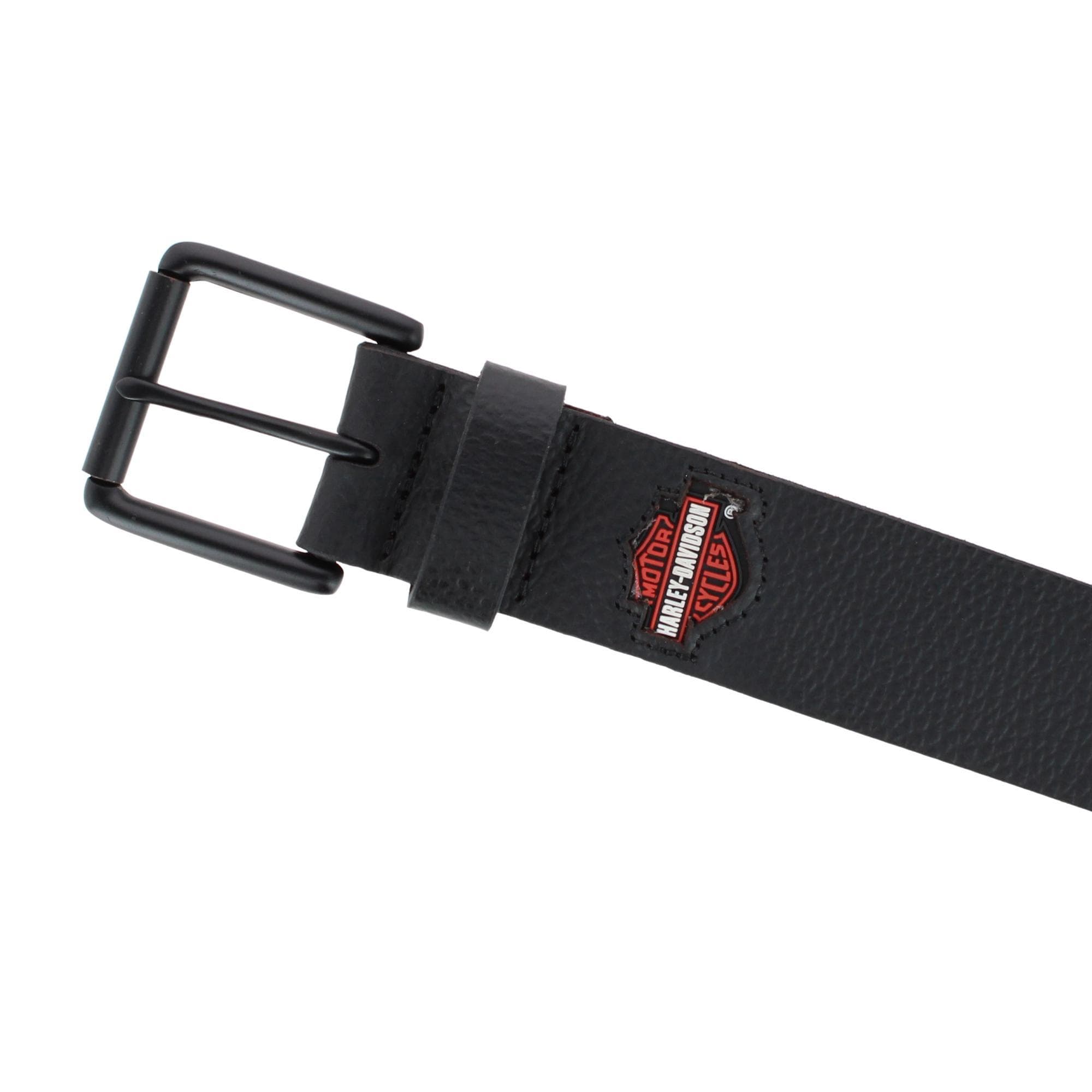Harley-Davidson Men's Leather Casual Belt with Logo Patch - Black