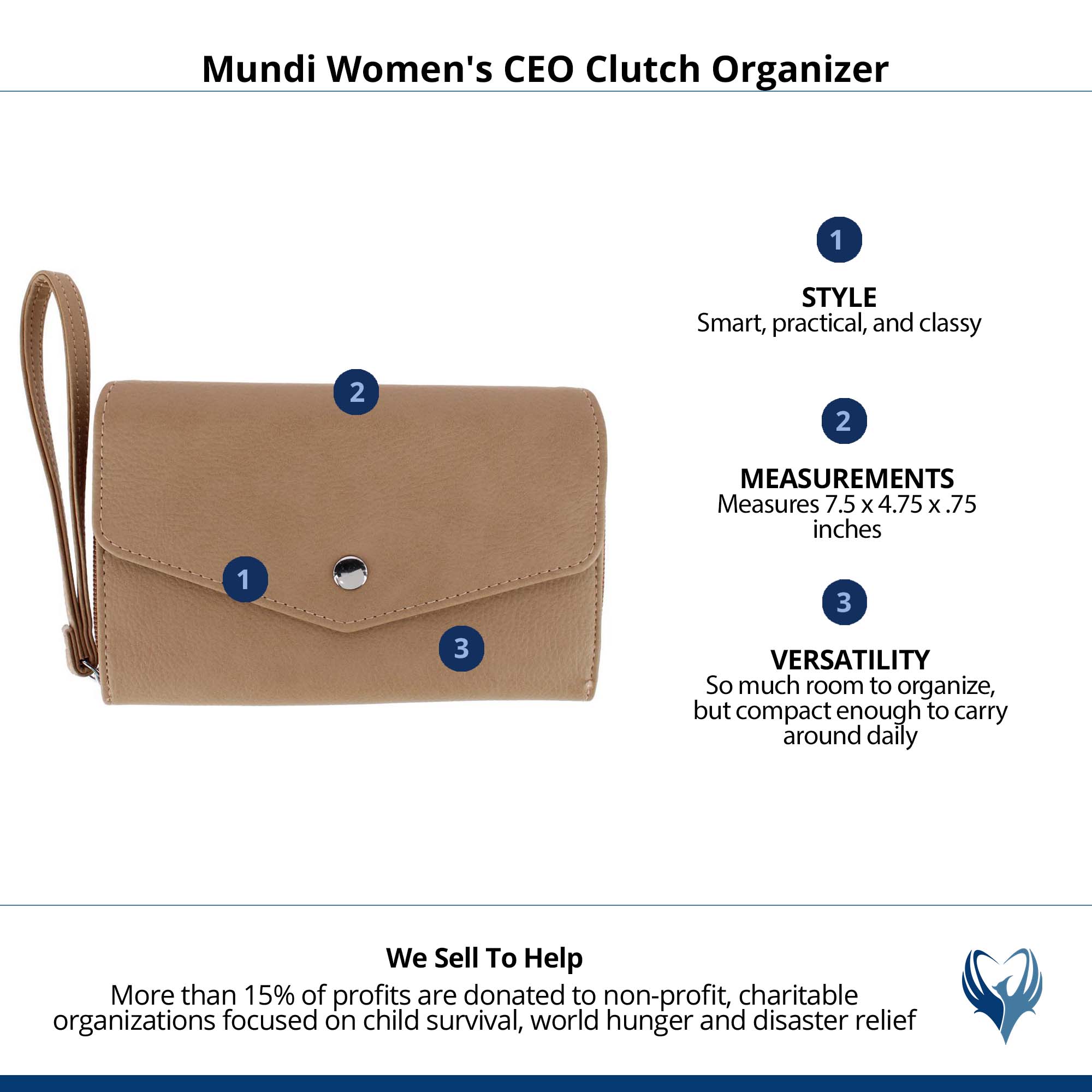 CTM® Women's CEO Clutch Organizer - Beige