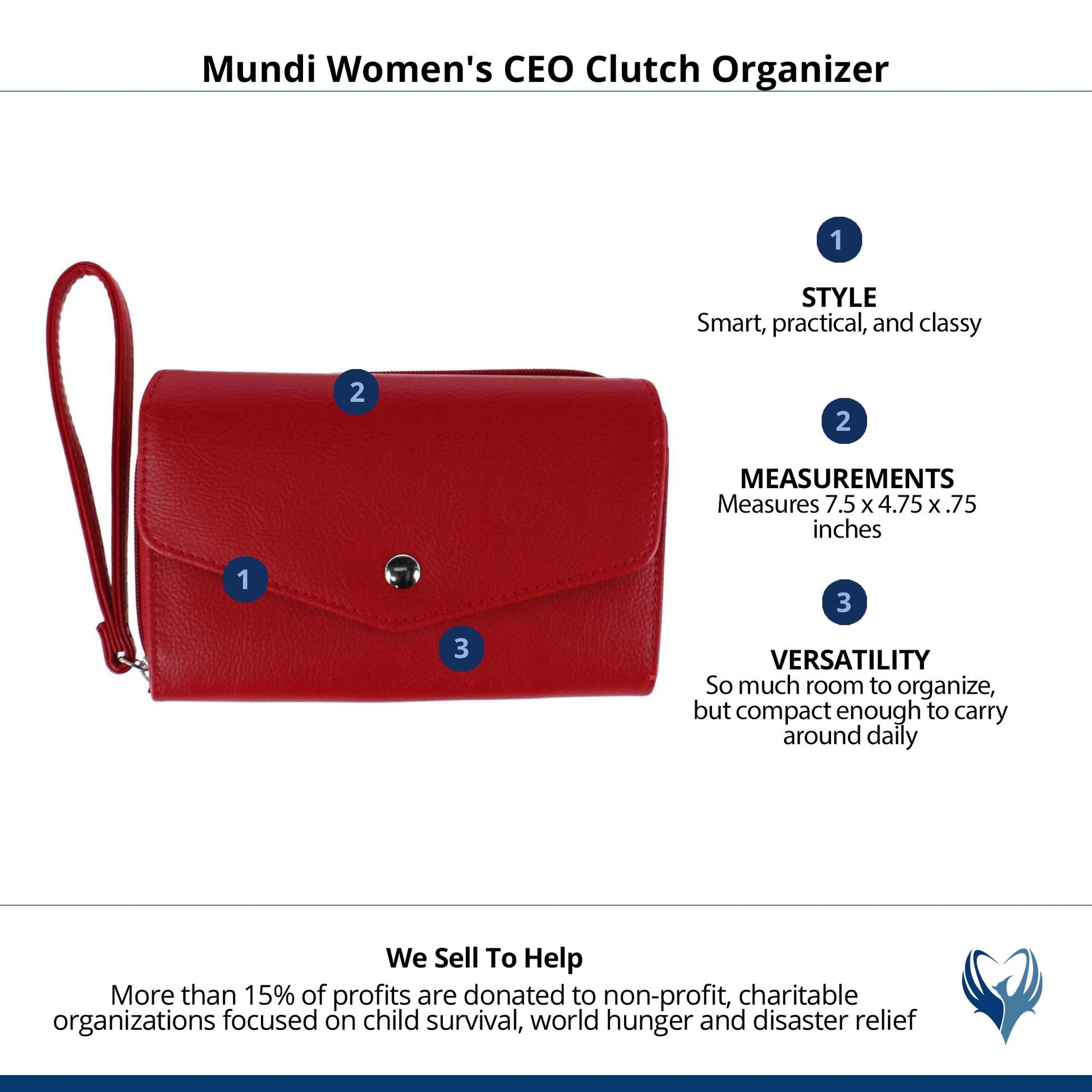 CTM® Women's CEO Clutch Organizer - Red