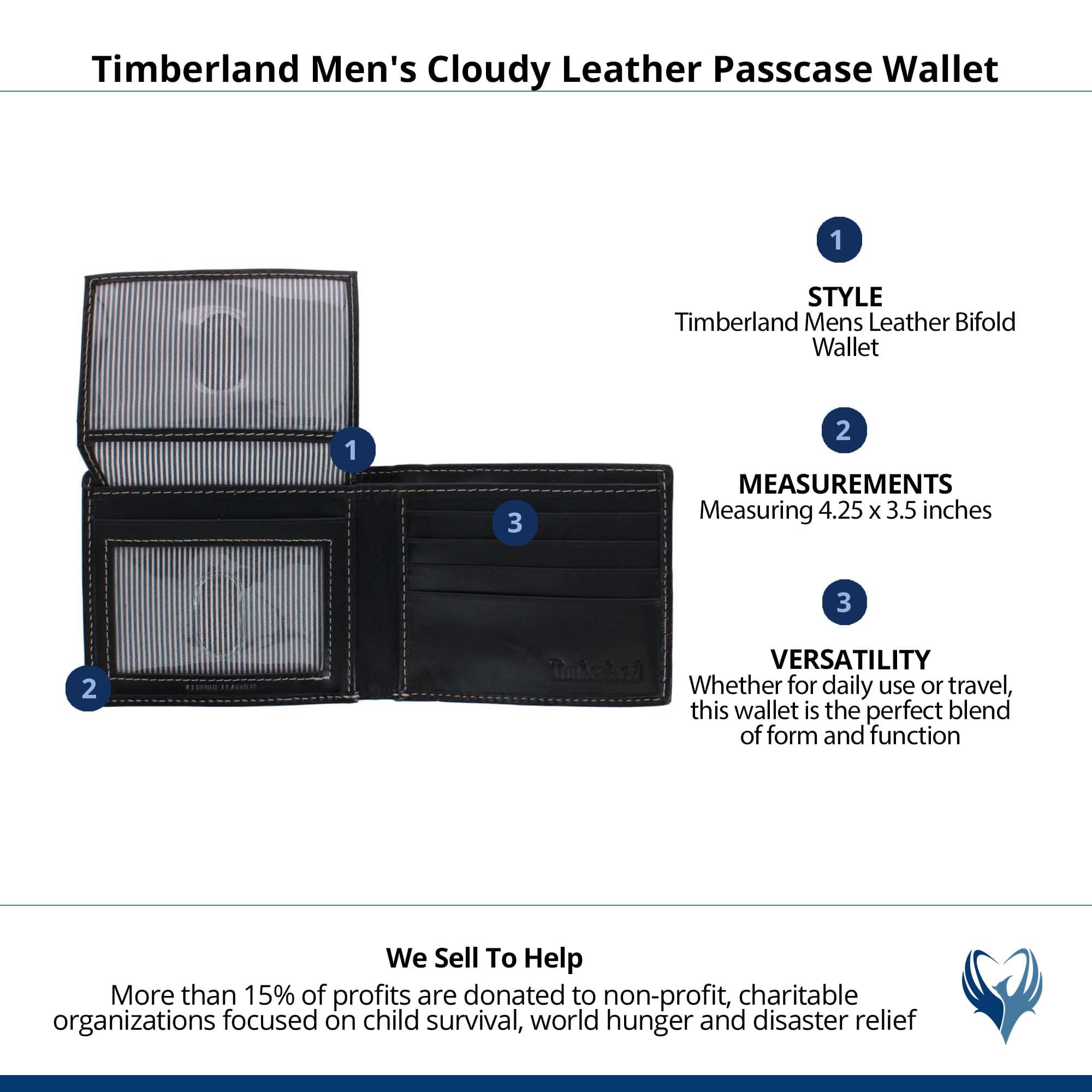 Timberland Men's Cloudy Leather Passcase Wallet - Black