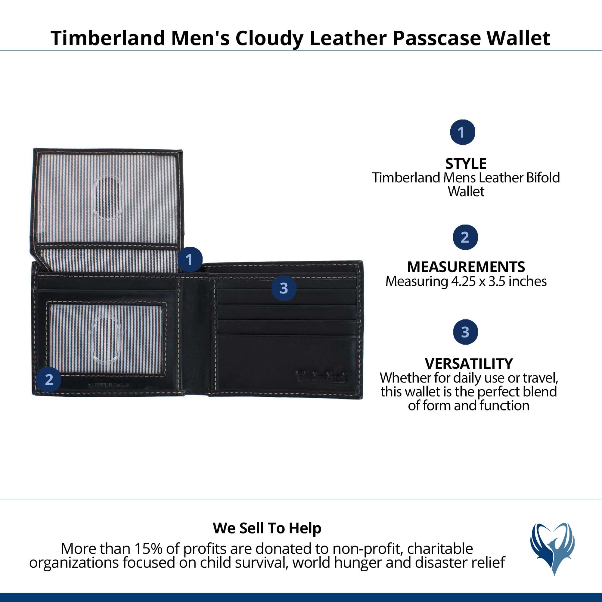 Timberland Men's Cloudy Leather Passcase Wallet - Navy