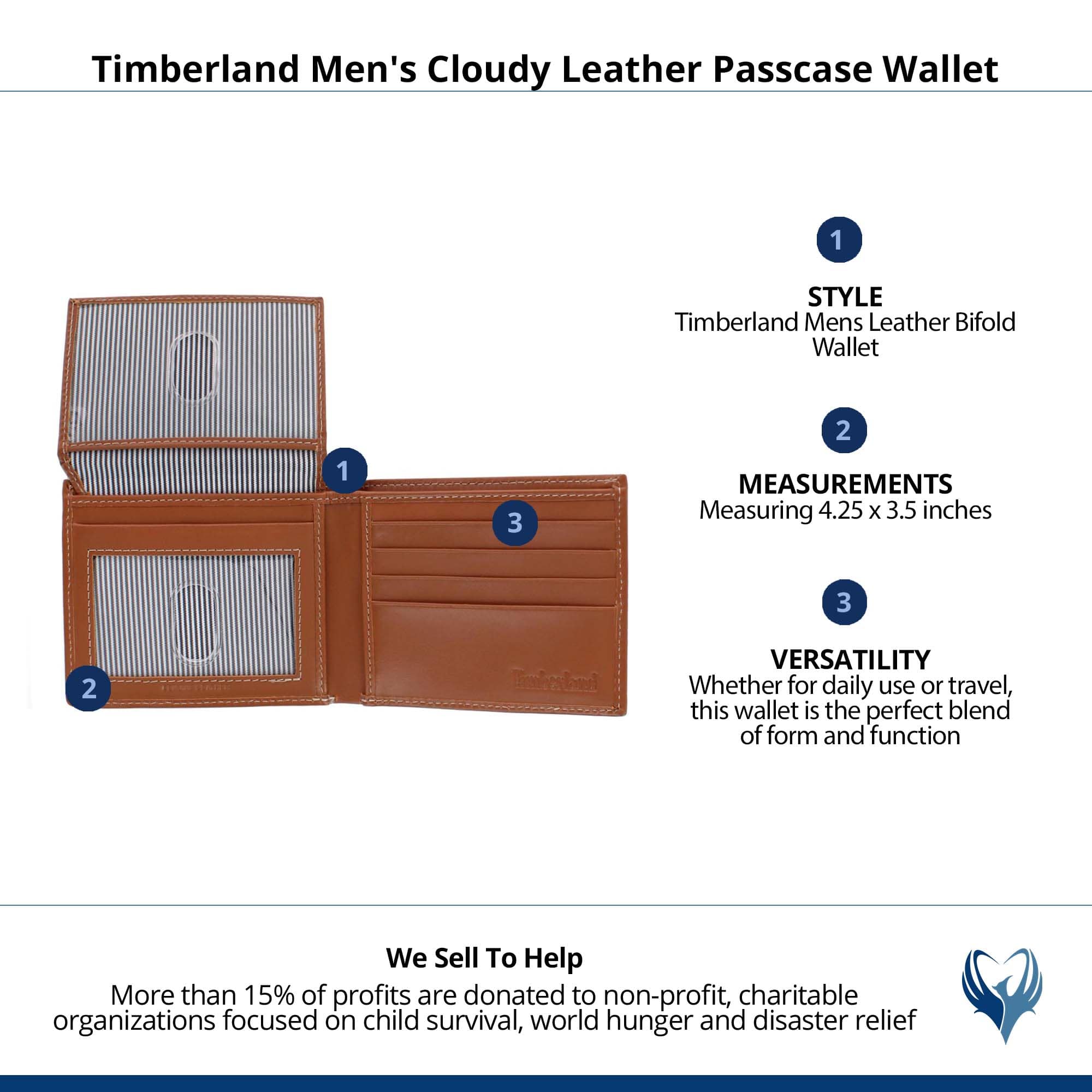 Timberland Men's Cloudy Leather Passcase Wallet - Tan