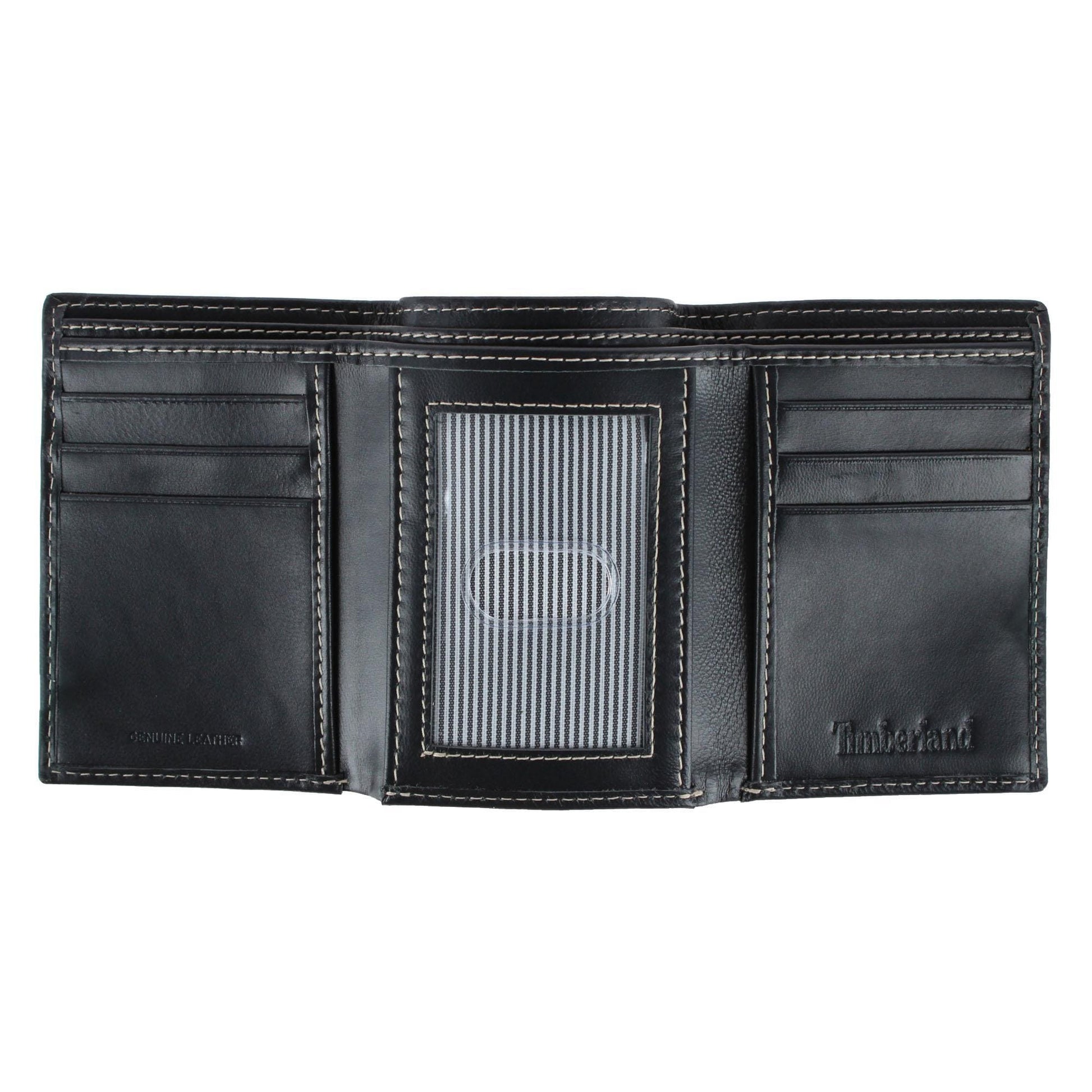 Timberland Men's Cloudy Leather Trifold Wallet - Black
