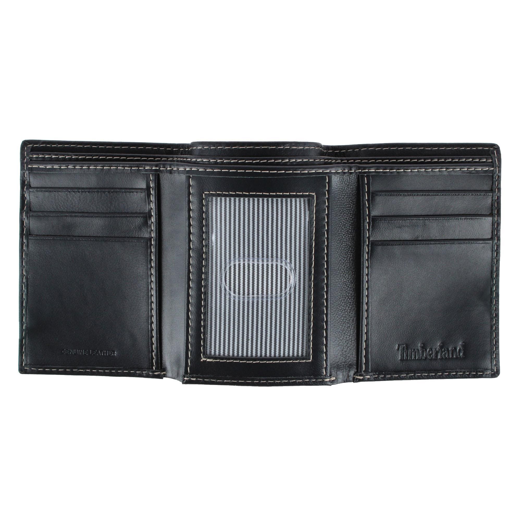 Timberland Men's Cloudy Leather Trifold Wallet - Black
