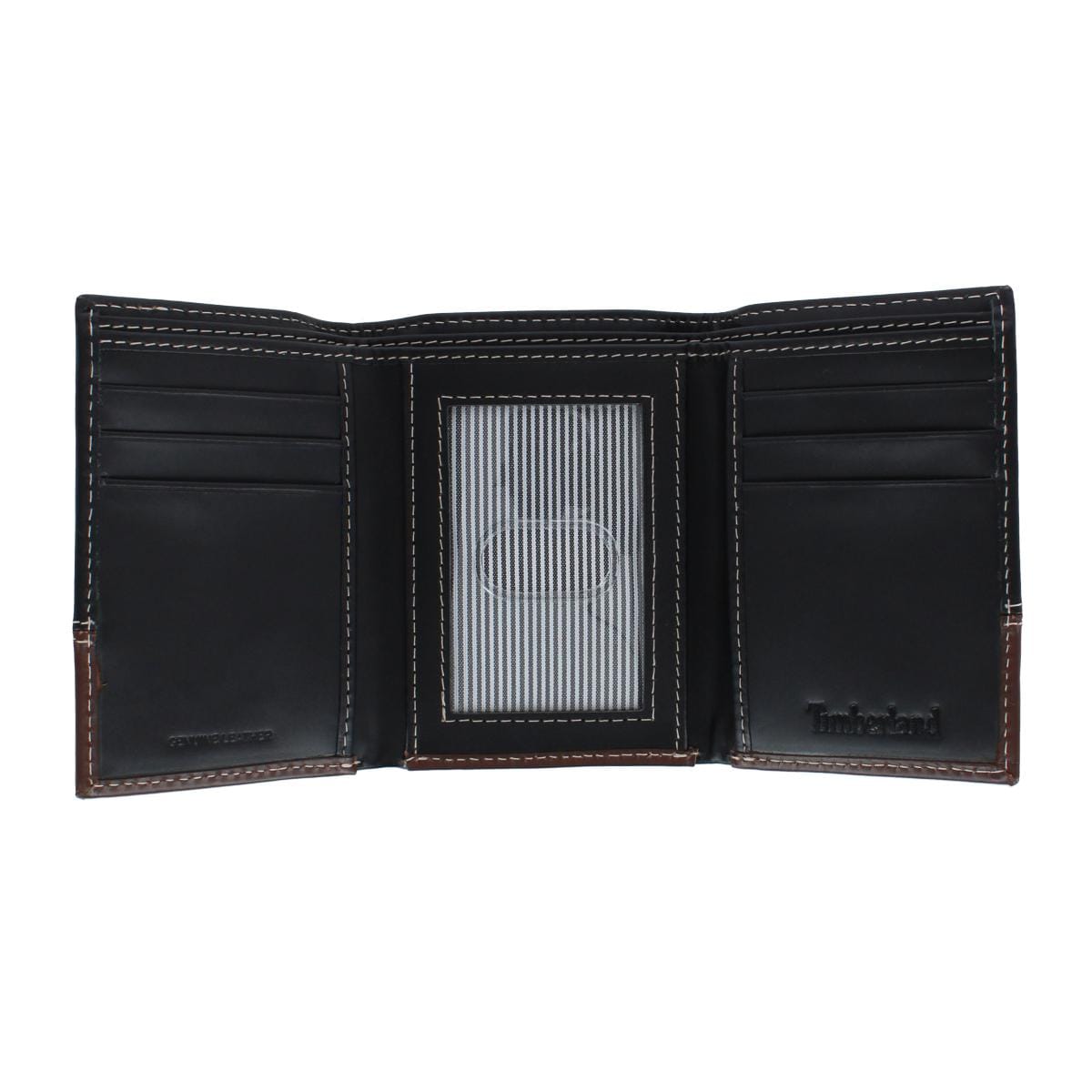 Timberland Men's Leather Hunter Two Tone Trifold Wallet - Black and Brown