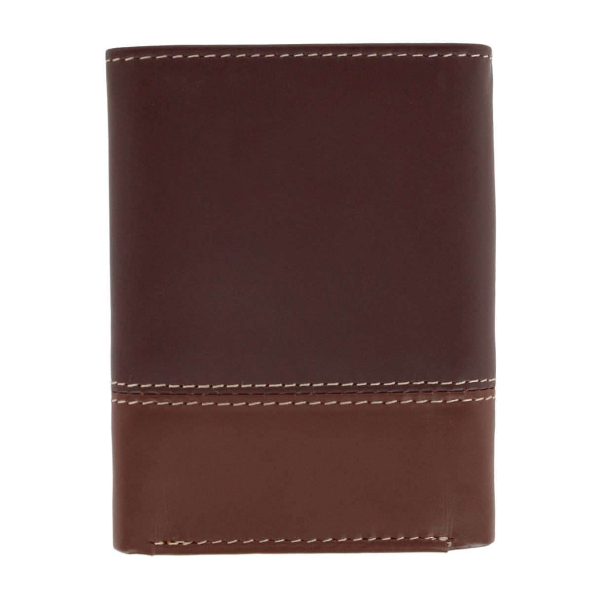 Timberland Men's Leather Hunter Two Tone Trifold Wallet - Brown and Tan