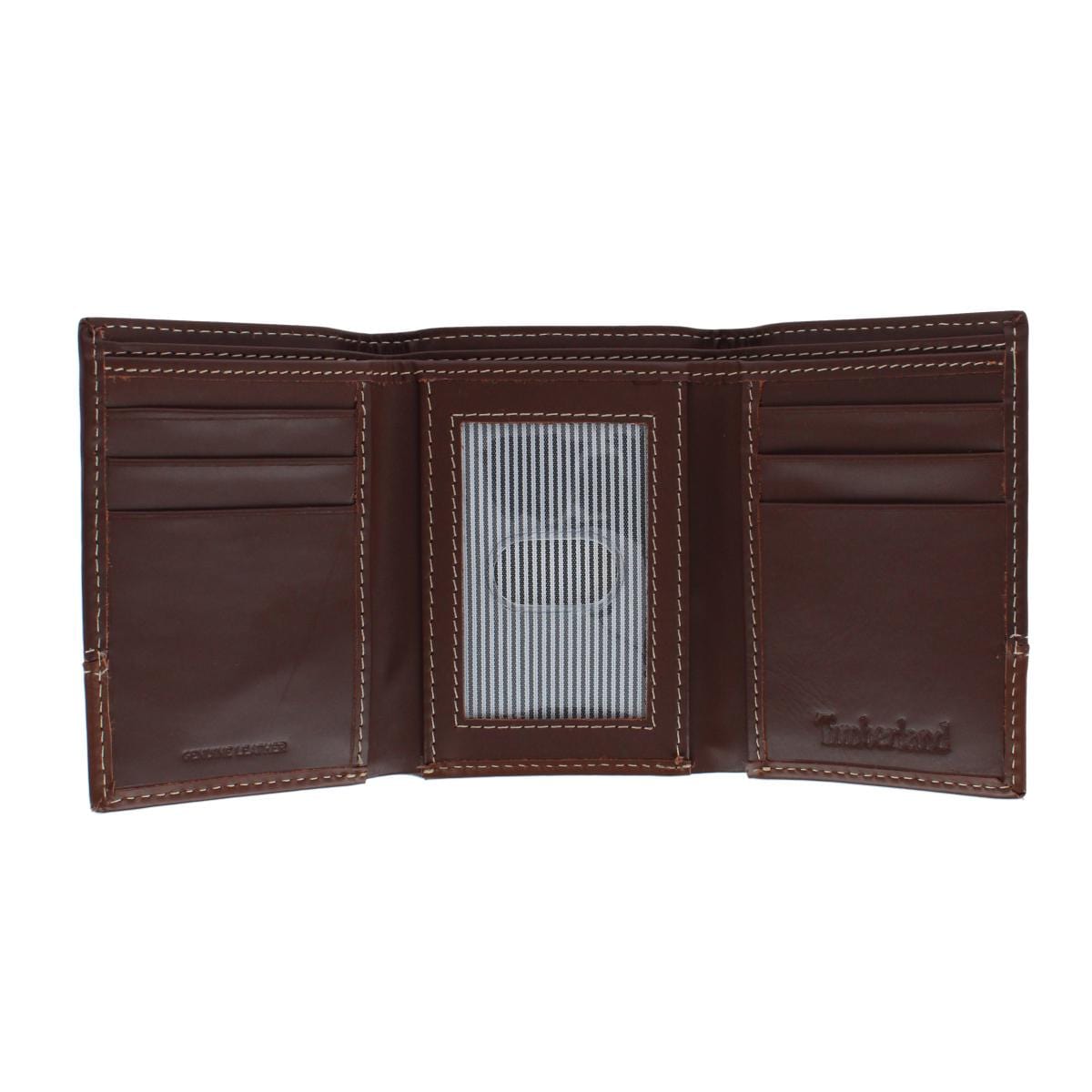 Timberland Men's Leather Hunter Two Tone Trifold Wallet - Brown and Tan