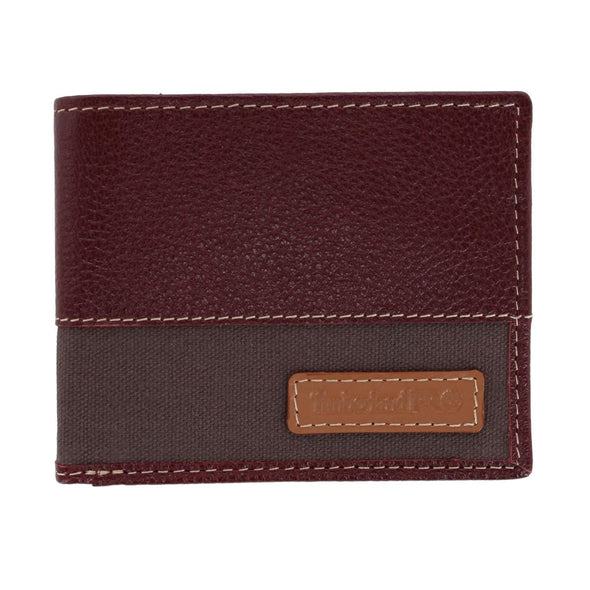 Men's Milled Canvas and Leather Passcase Wallet