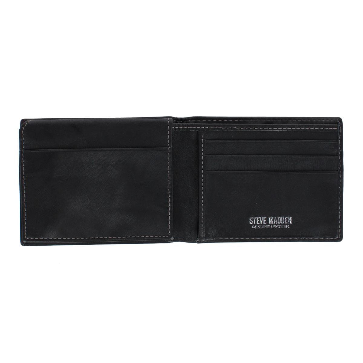Steve Madden Men's Antiqued Leather Passcase Wallet - Black