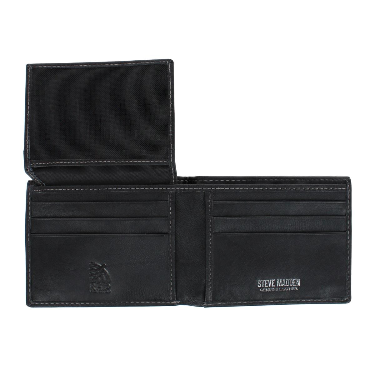 Steve Madden Men's Antiqued Leather Passcase Wallet - Black