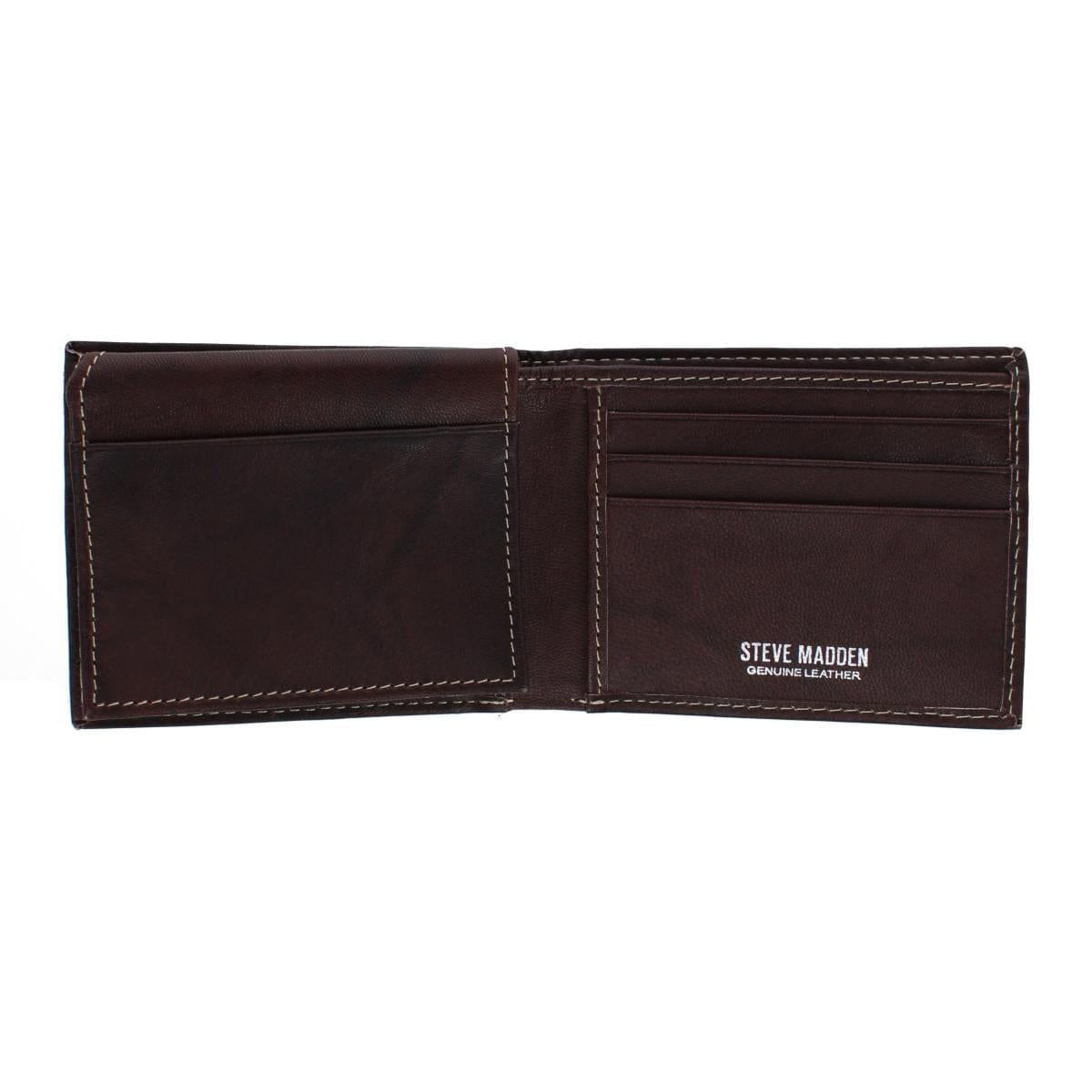 Steve Madden Men's Antiqued Leather Passcase Wallet - Brown