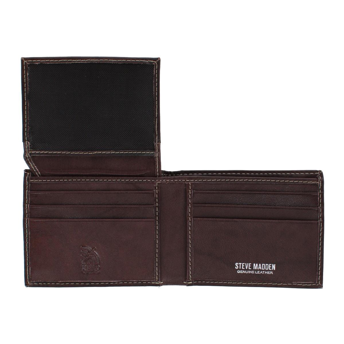 Steve Madden Men's Antiqued Leather Passcase Wallet - Brown