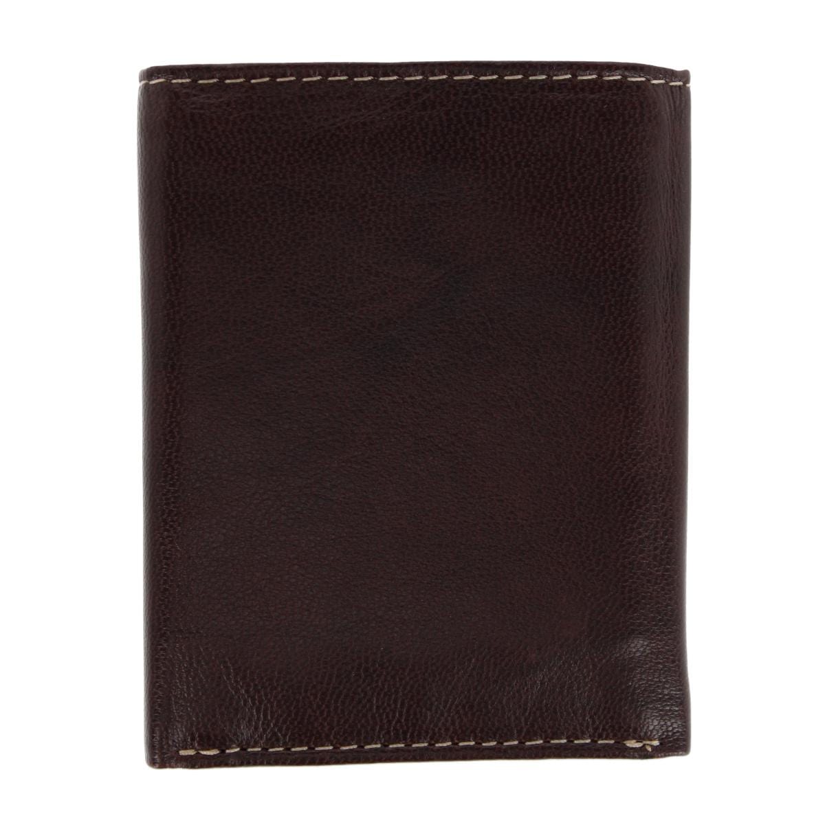 Steve Madden Men's Antiqued Leather Trifold Wallet - Brown