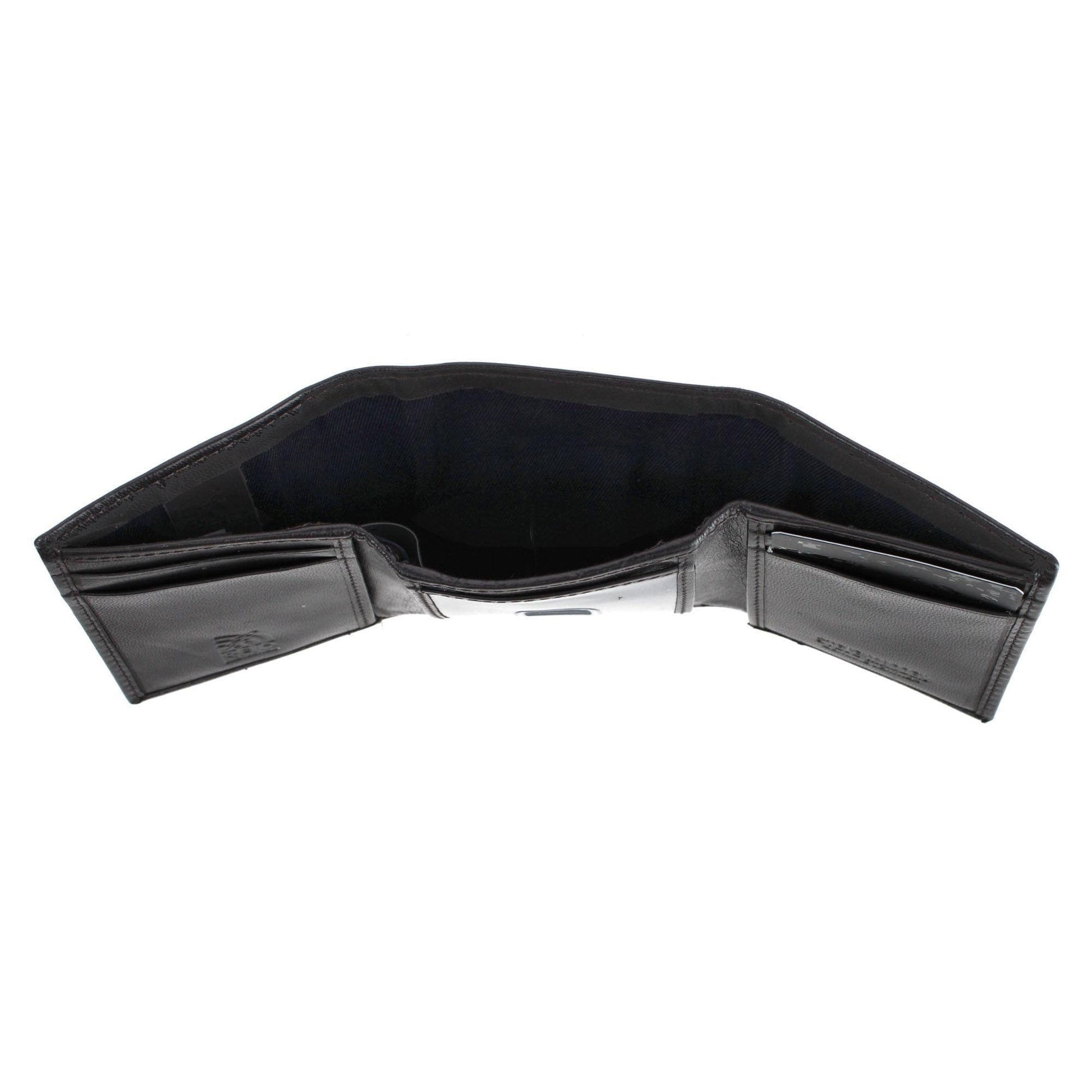 Steve Madden Men's Glove Leather RFID Trifold Wallet - Black