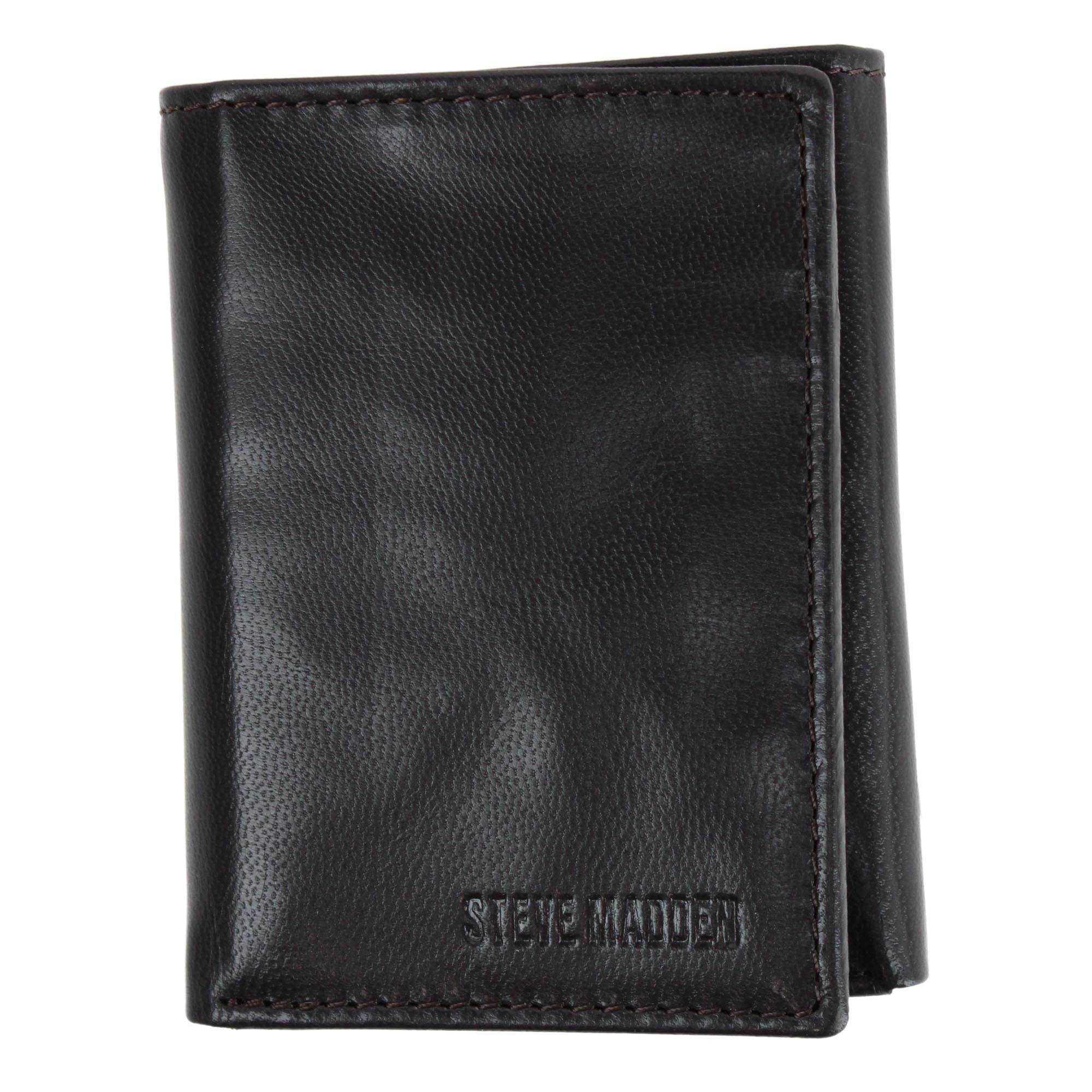 Steve Madden Men's Glove Leather RFID Trifold Wallet