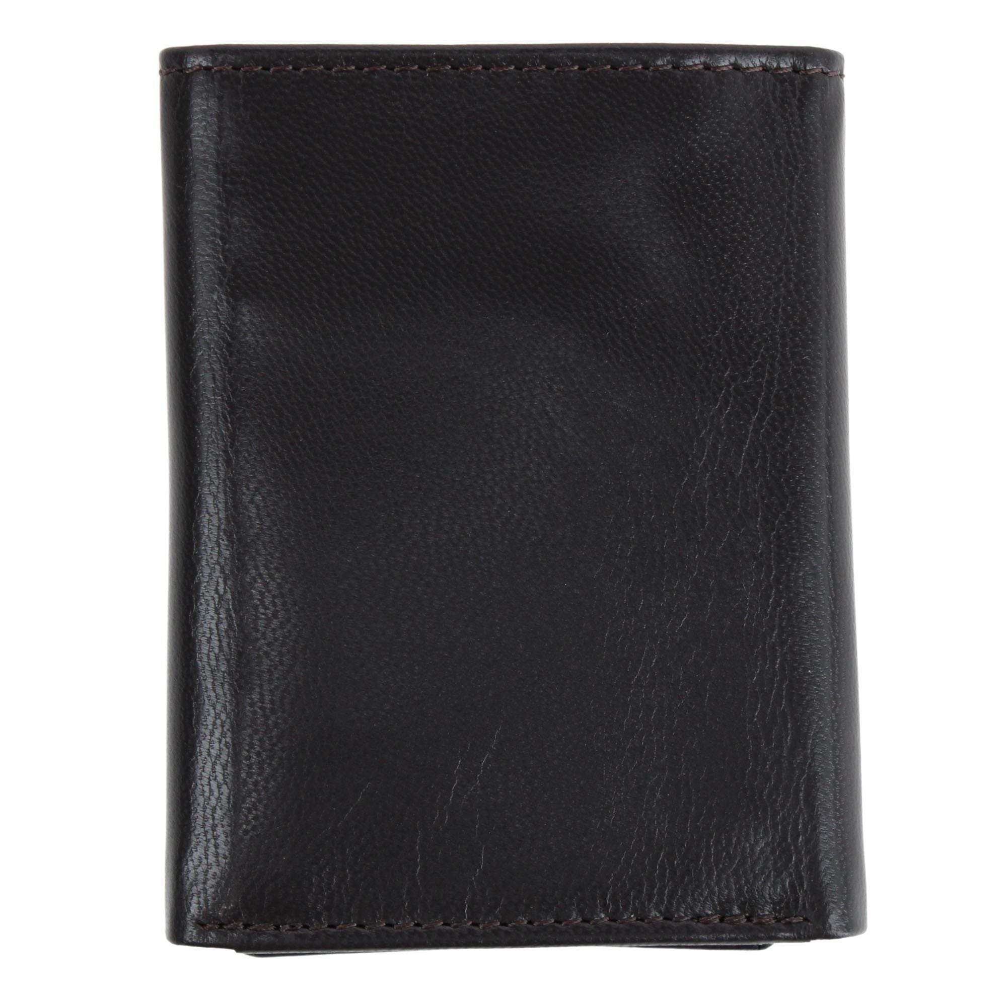 Steve Madden Men's Glove Leather RFID Trifold Wallet - Brown
