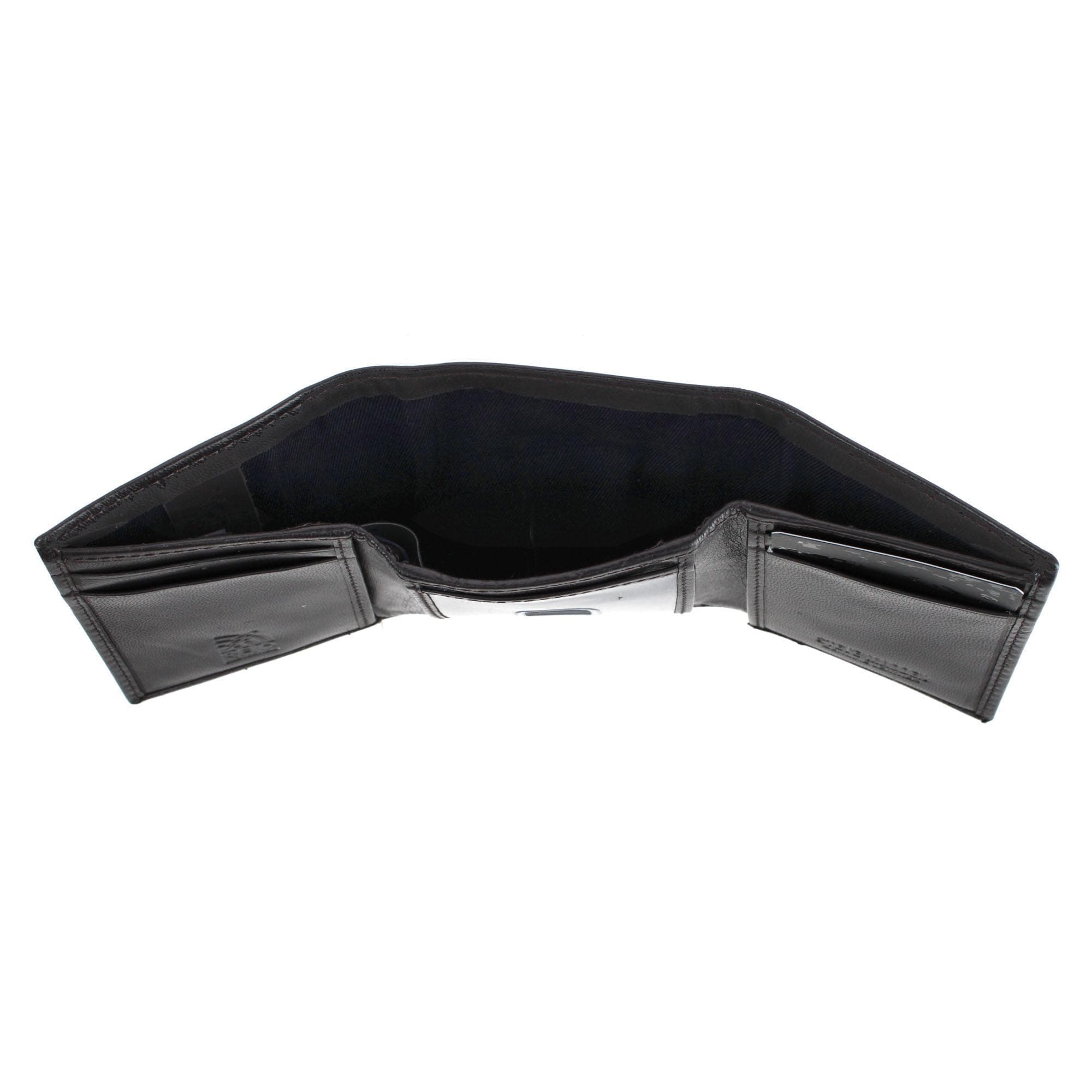 Steve Madden Men's Glove Leather RFID Trifold Wallet - Brown