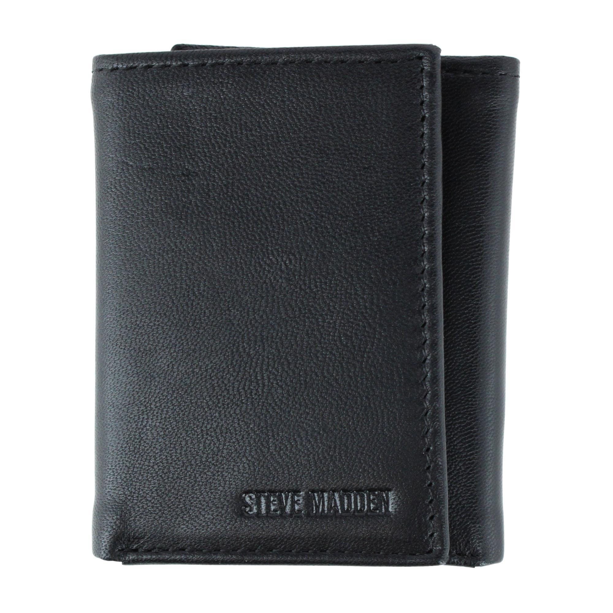 Steve Madden Men's Glove Leather RFID Trifold Wallet - Men's Glove Leather RFID Trifold Wallet