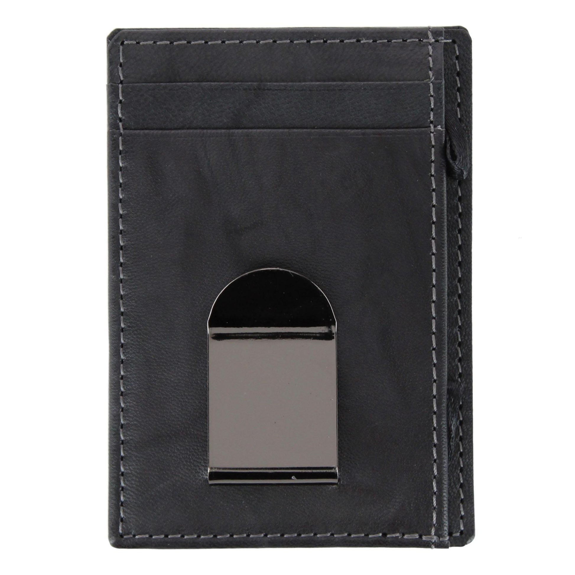Steve Madden Men's Antiqued Leather RFID Money Clip Wallet - Black