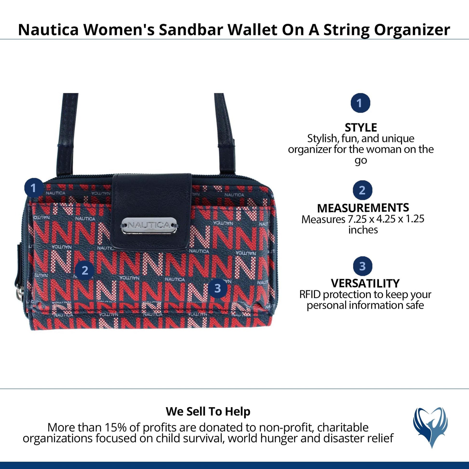 Nautica Women's Sandbar Wallet On A String Organizer - Americana