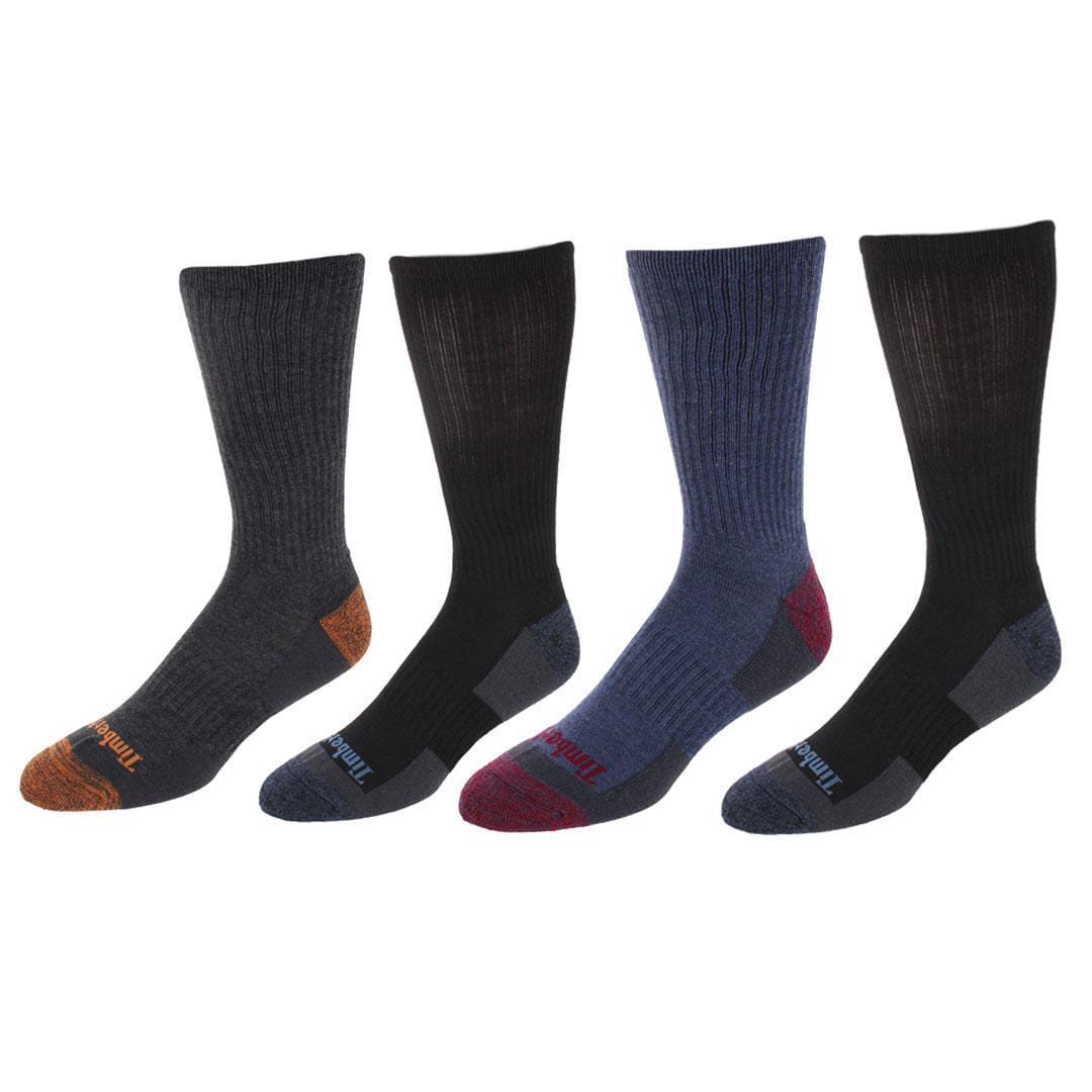 Timberland Men's Castleton Comfort Cushioned Crew Socks (4 Pack) - 2 Black, Charcoal, Denim