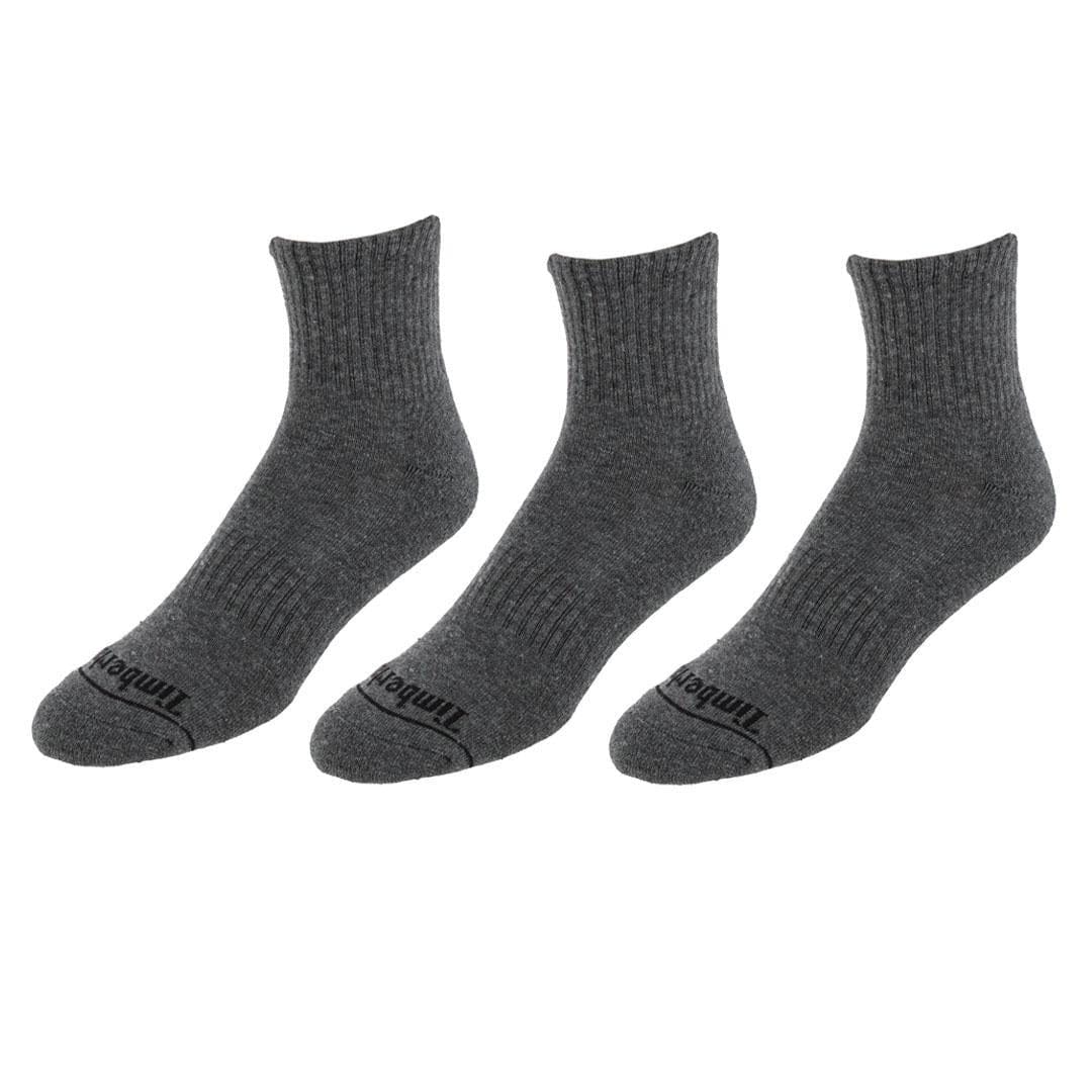 Timberland Men's Performance Quarter Cushioned Socks (3 Pack) - Grey