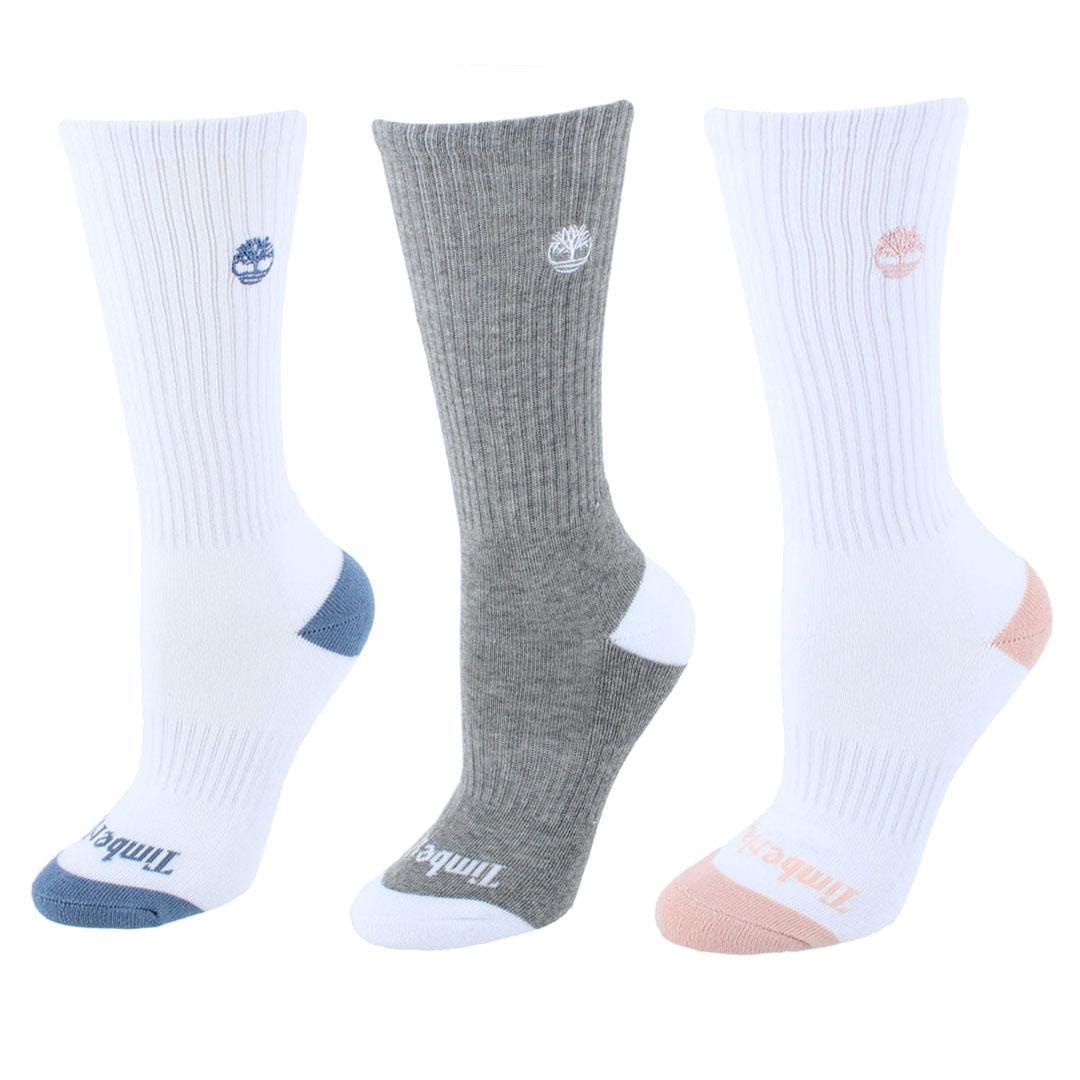 Timberland Women's Half Cushioned Comfort Crew Socks (3 Pack) - White