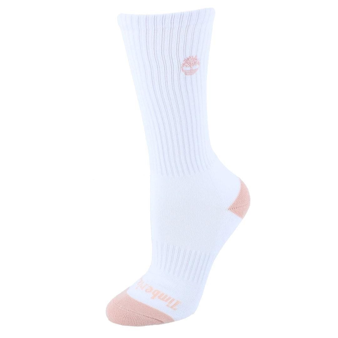 Timberland Women's Half Cushioned Comfort Crew Socks (3 Pack) - White