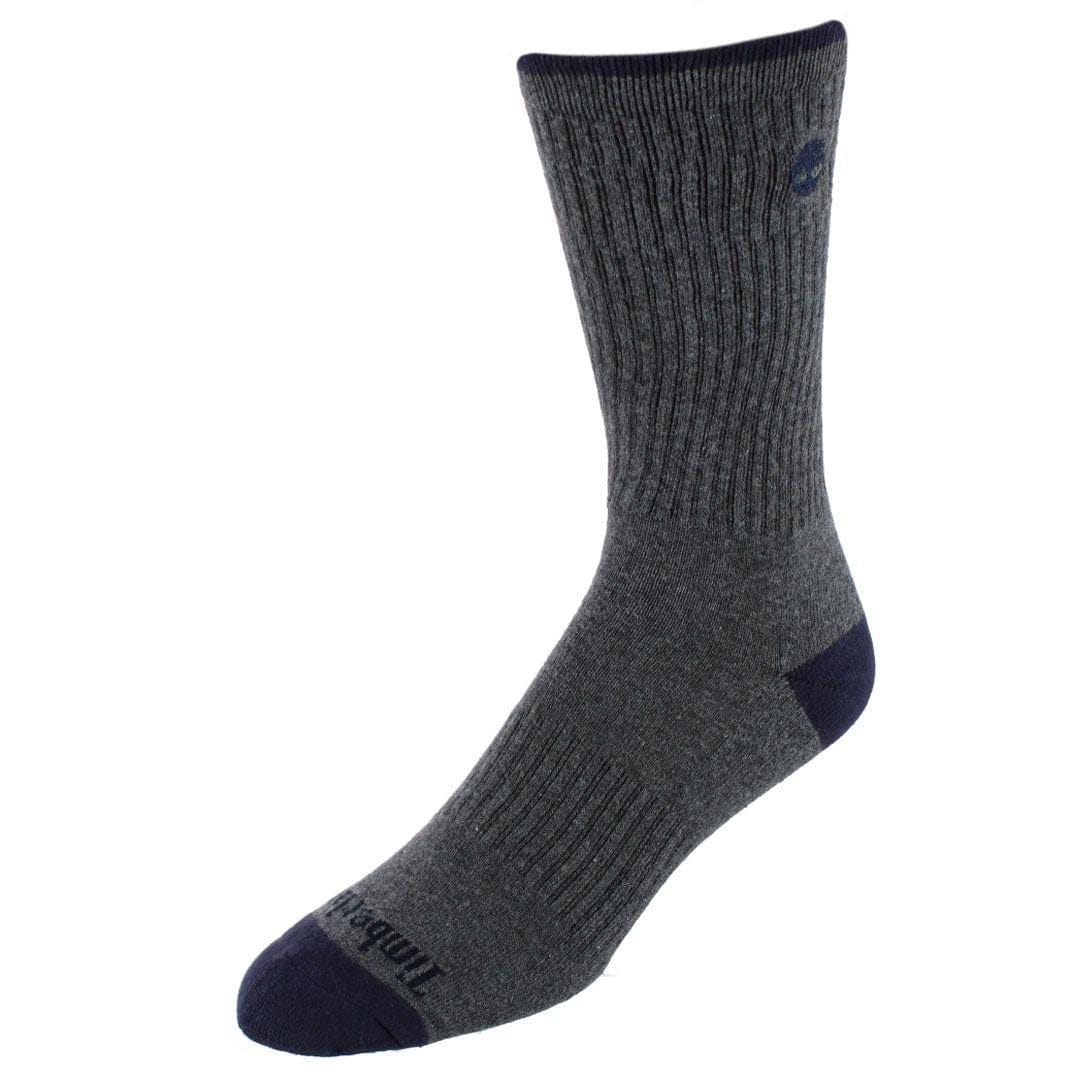 Timberland Men's Comfort Cushioned Cotton Blend Crew Socks (3 Pair Pack) - Grey