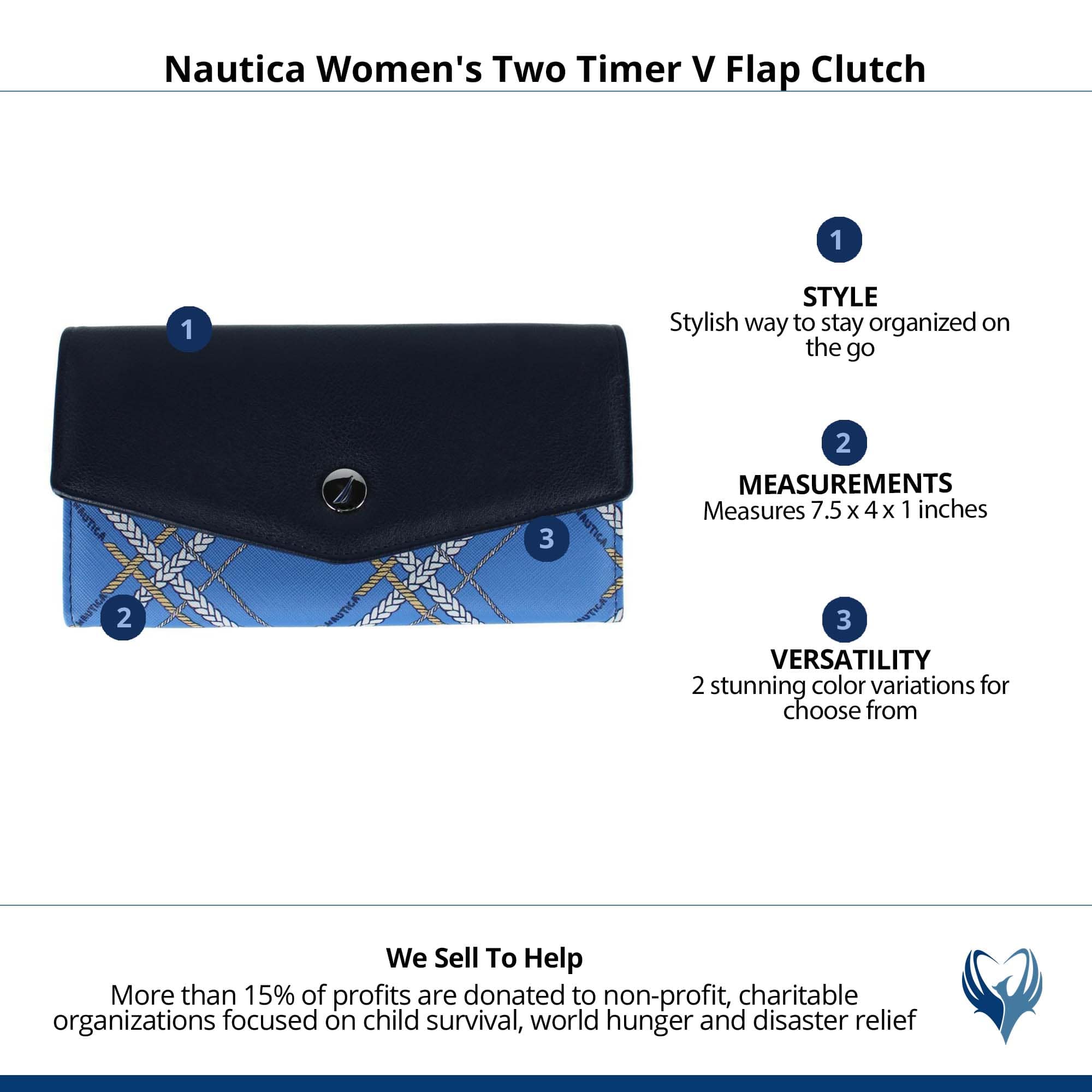 Nautica Women's Two Timer V Flap Clutch - Marina
